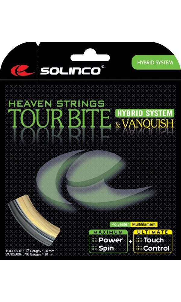 Solinco Tennissaite Tour Bite & Vanquish Hybrid (Haltbarkeit+Komfort) 12m Set, Saitendicke: 1.20/1.30