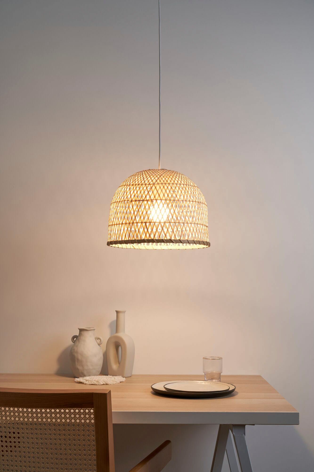 Pauleen Pendelleuchte Woody Pearl max20W Beige/Weiß 230V Bambus/Metall, ohne Leuchtmittel, E27