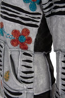 DEPROC Active Fleecejacke Patchwork NUNAVUT FLOWER POWER LIGHT GRAY