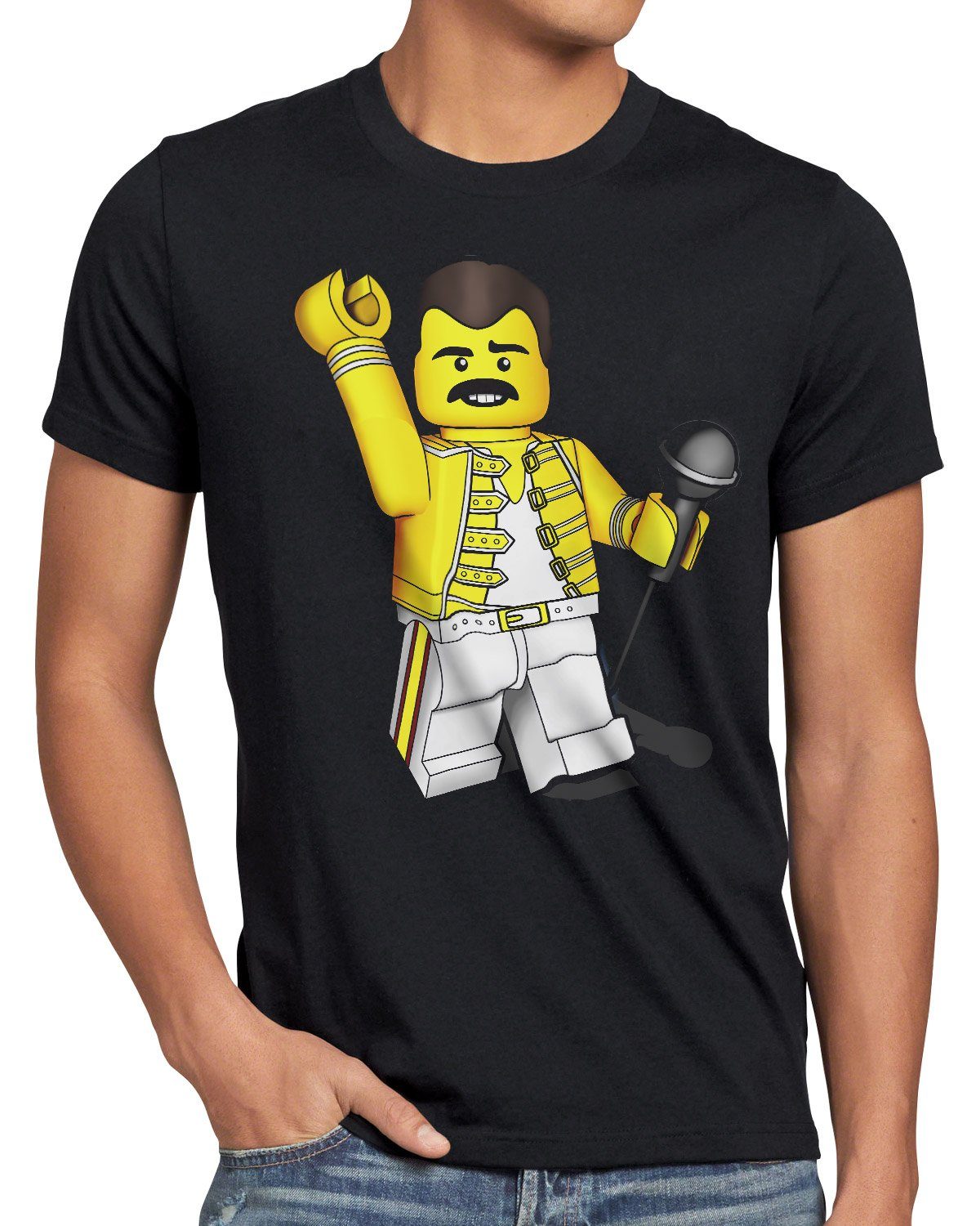 style3 Print-Shirt to Herren you want brick free I baustein freddie rock T-Shirt schwarz