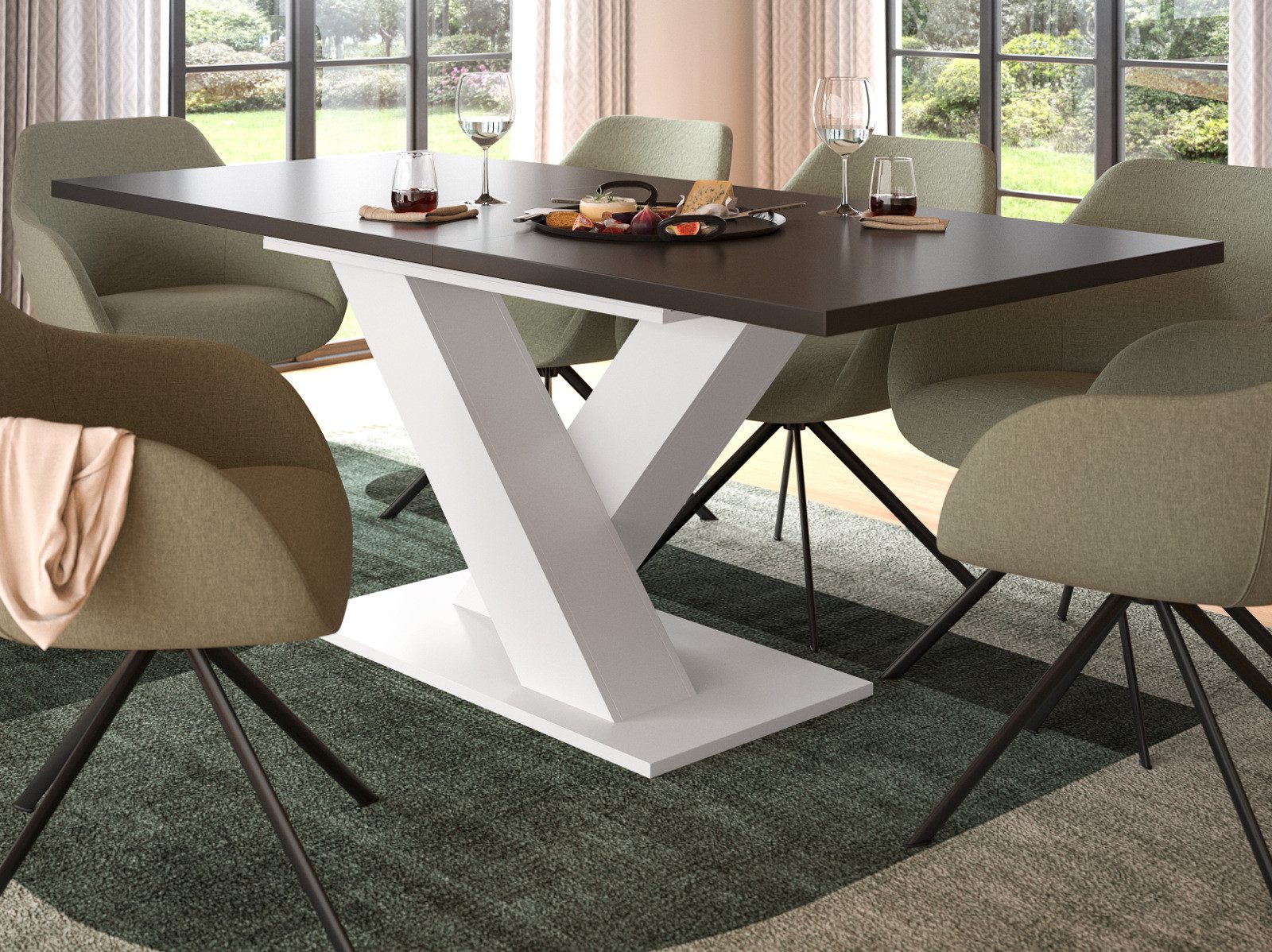 Inn.Furn Esstisch Home-X (Küchentisch in weiß und grau, 150 x 90 cm, auszie günstig online kaufen