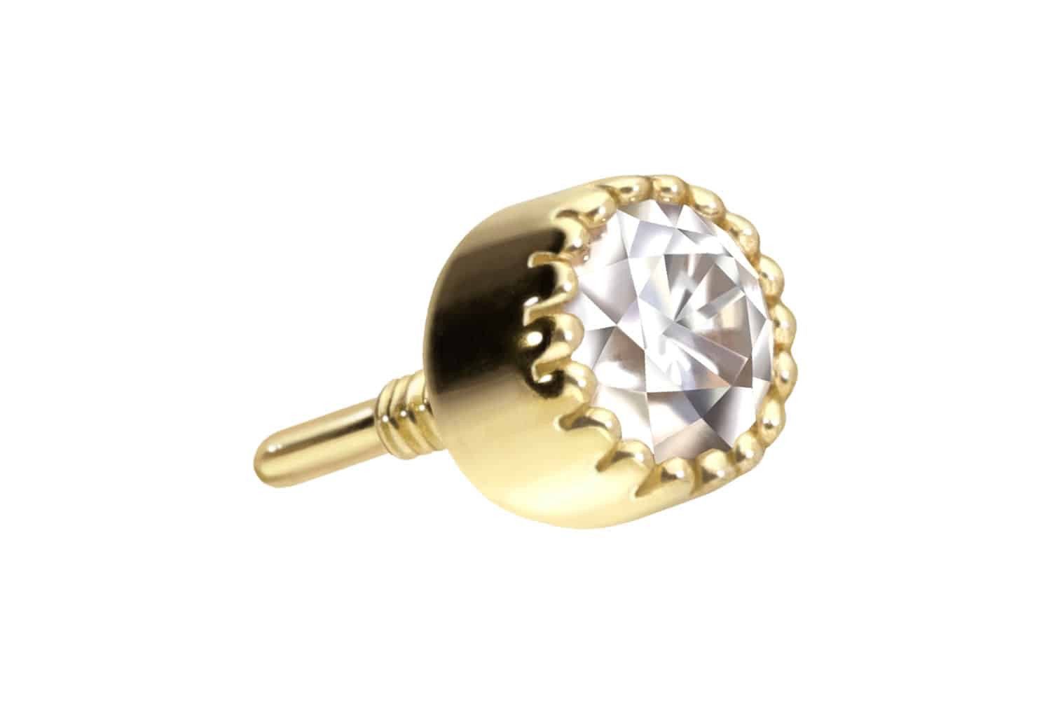 Piercing-Set 14 Karat Gold Schraubaufsatz mit Außengewinde MOISSANIT-DISC