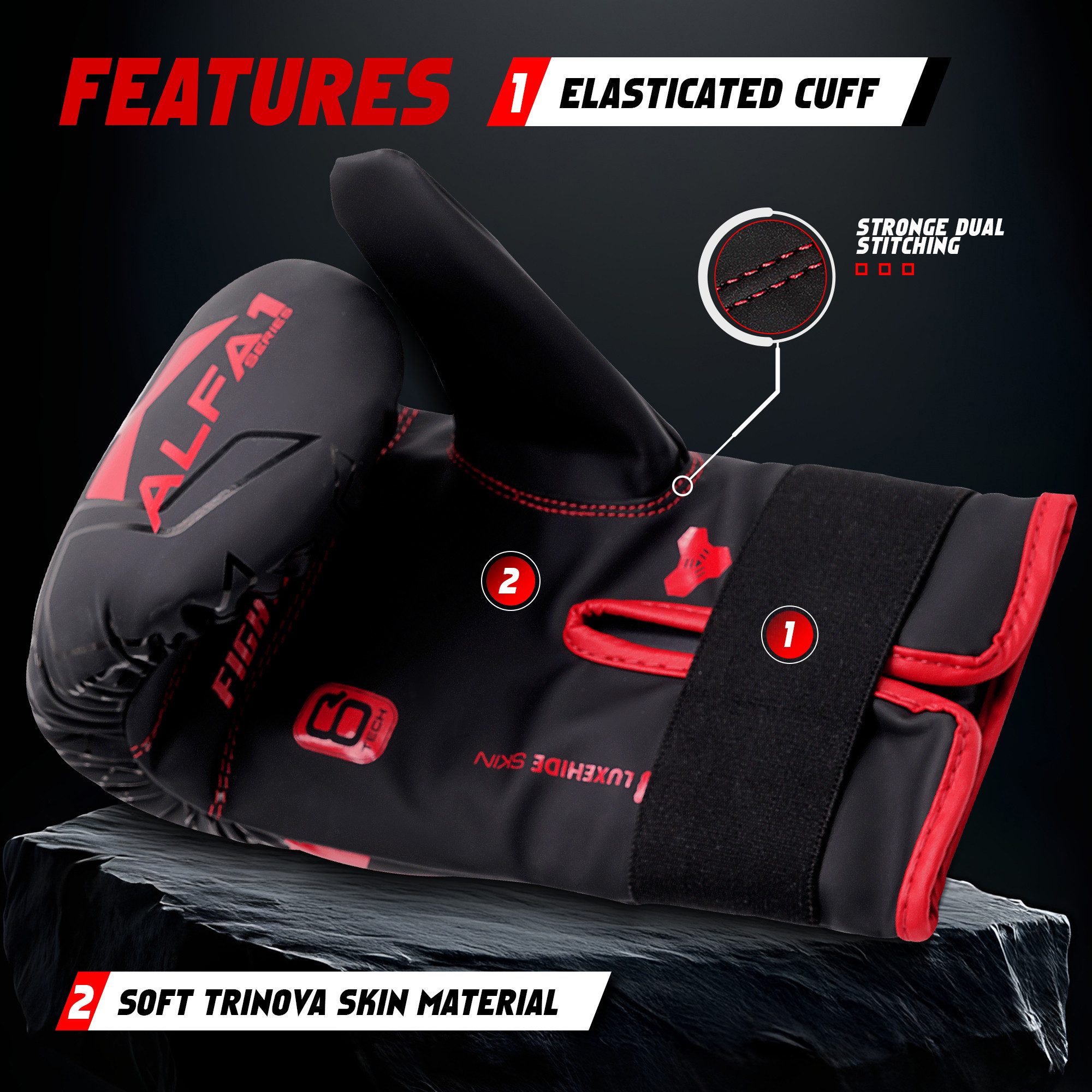 JAG GEARS Boxhandschuhe Boxhandschuhe MMA, Kickboxen, Sparring, Kampfsport Handschuhe (Set, 1x pair Boxing Mitts), Unisex Design • Stabiler Klettverschluss mit Handgelenkstütze