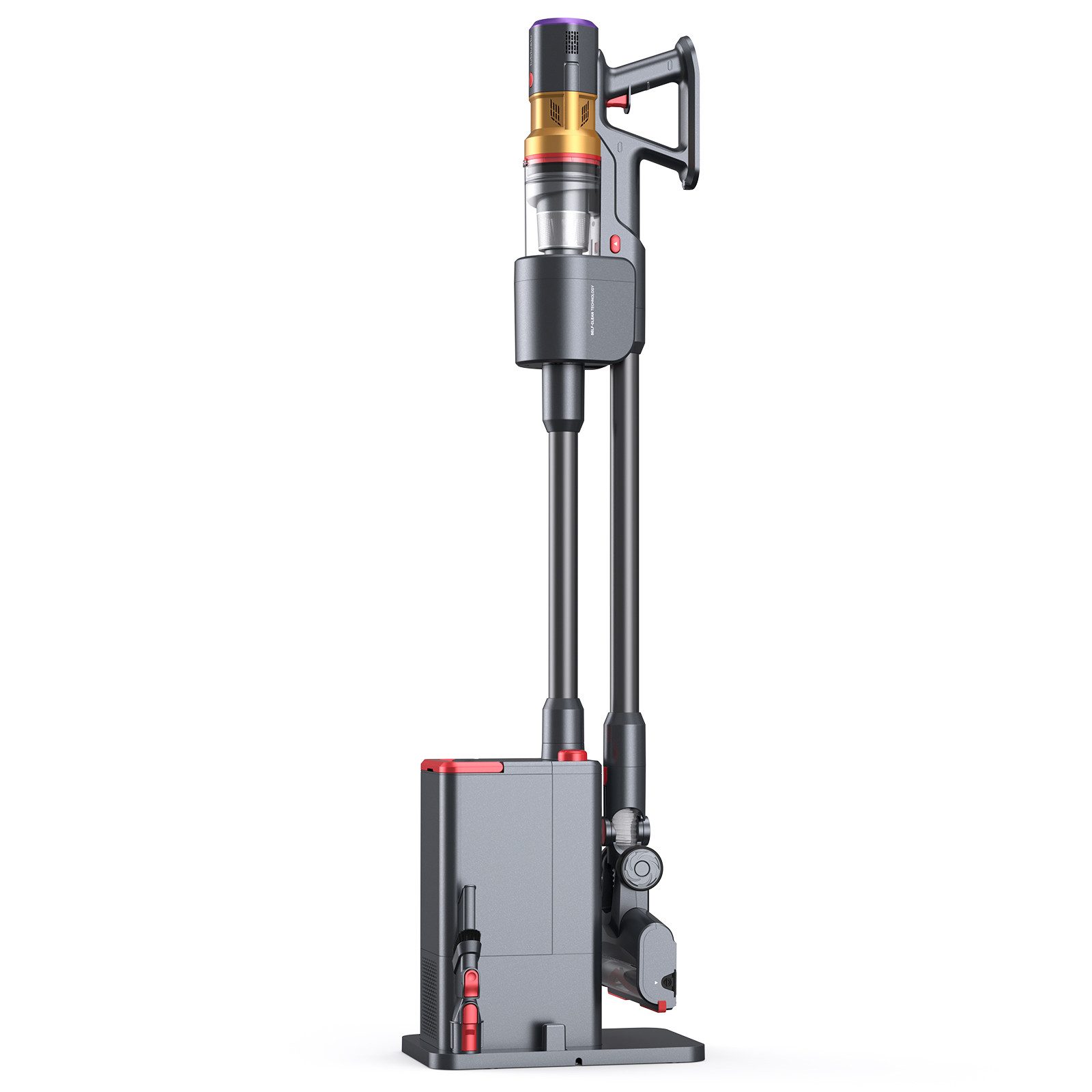 lubluelu Akku-Hand-und Stielstaubsauger X1000 Kabelloser Akku Staubsauger mit 2,5L Absaugstation 27kPA, 400 W, mit Beutel, Anti-Tangle-Bodenbürste / mit Auto Empty Funktion und Duftbox