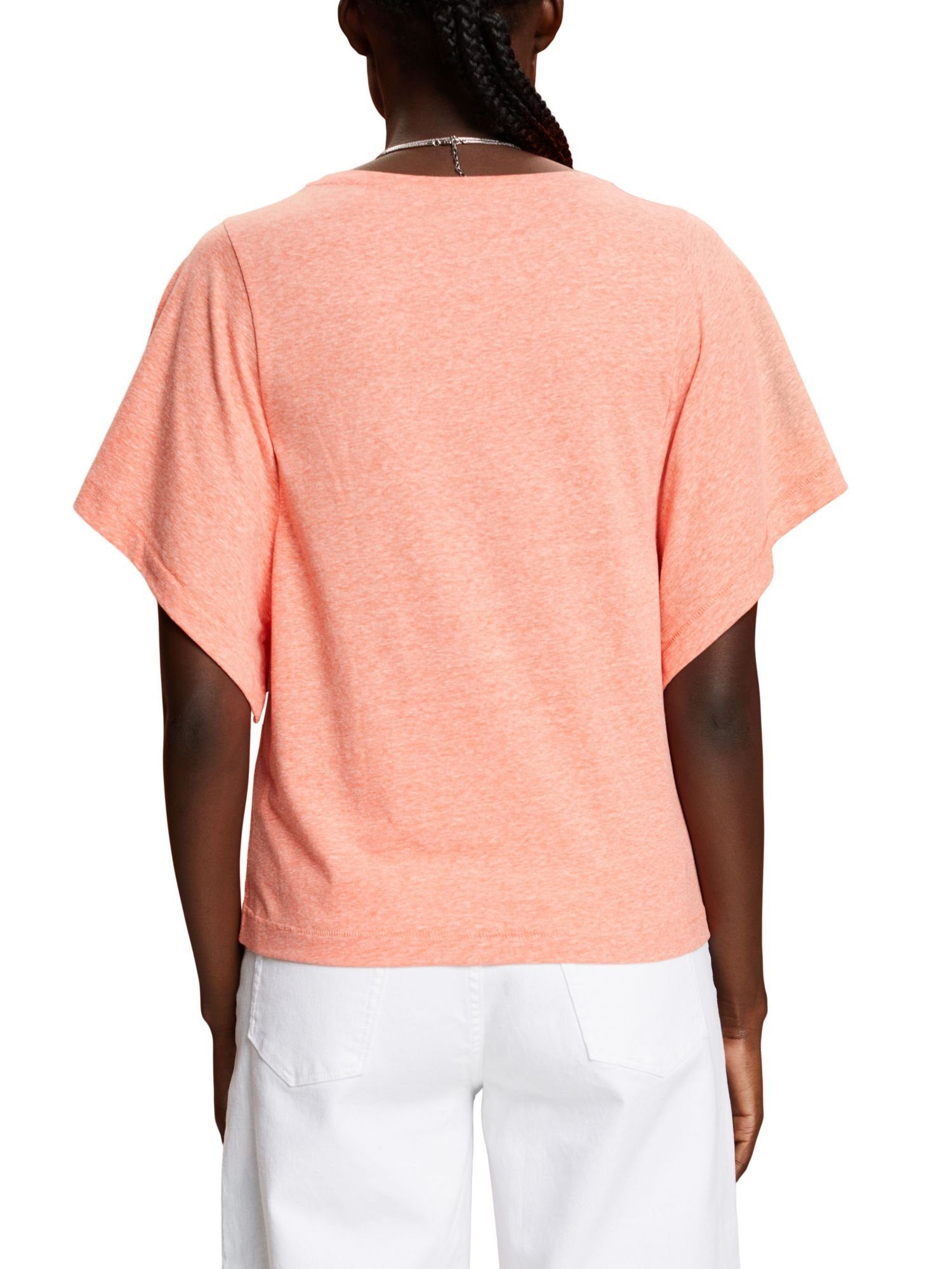 XL-Ärmeln T-Shirt mit CORAL ORANGE Esprit Recycelt: (1-tlg) T-Shirt
