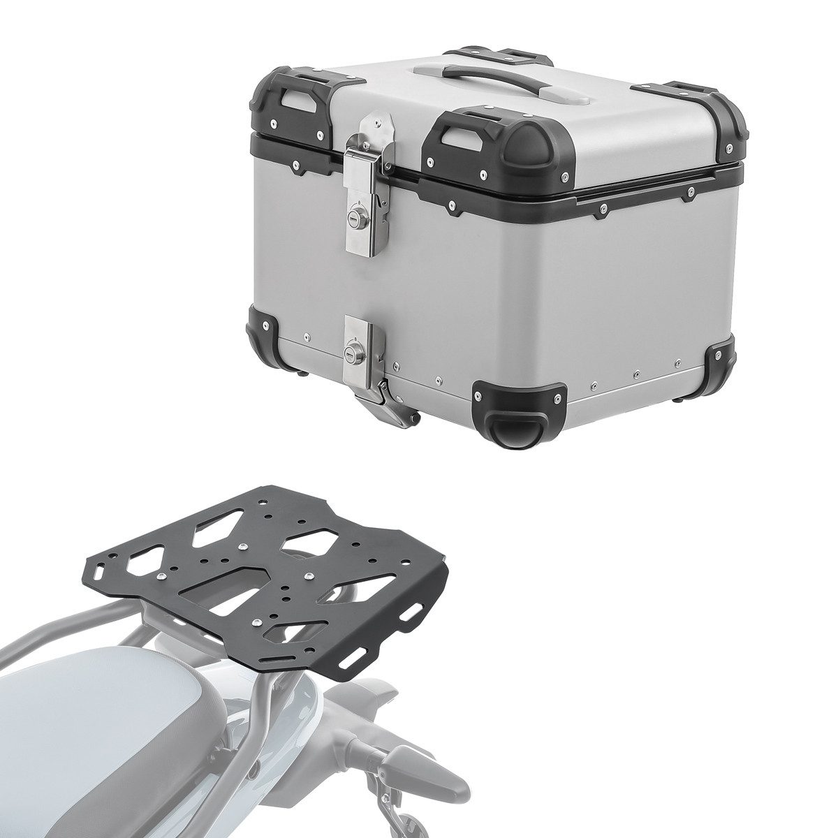 Bagtecs Topcase Set Alu Topcase + Gepäckbrücke für Royal Enfield Himalayan 450 24-26 X