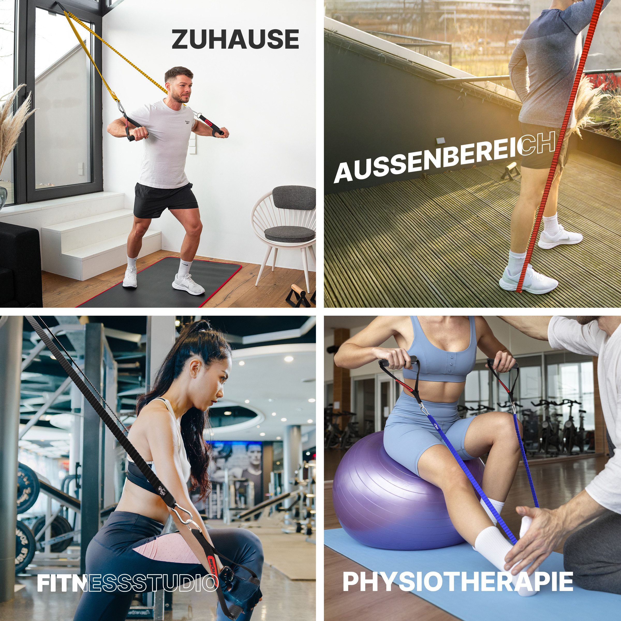 NEOLYMP Trainingsband Premium Resistance Bands Set mit E-Book - Fitnessbänder Expander Set, Widerstandsbänder mit 5 Stärken, Türanker, Griffen & Fußschlaufen