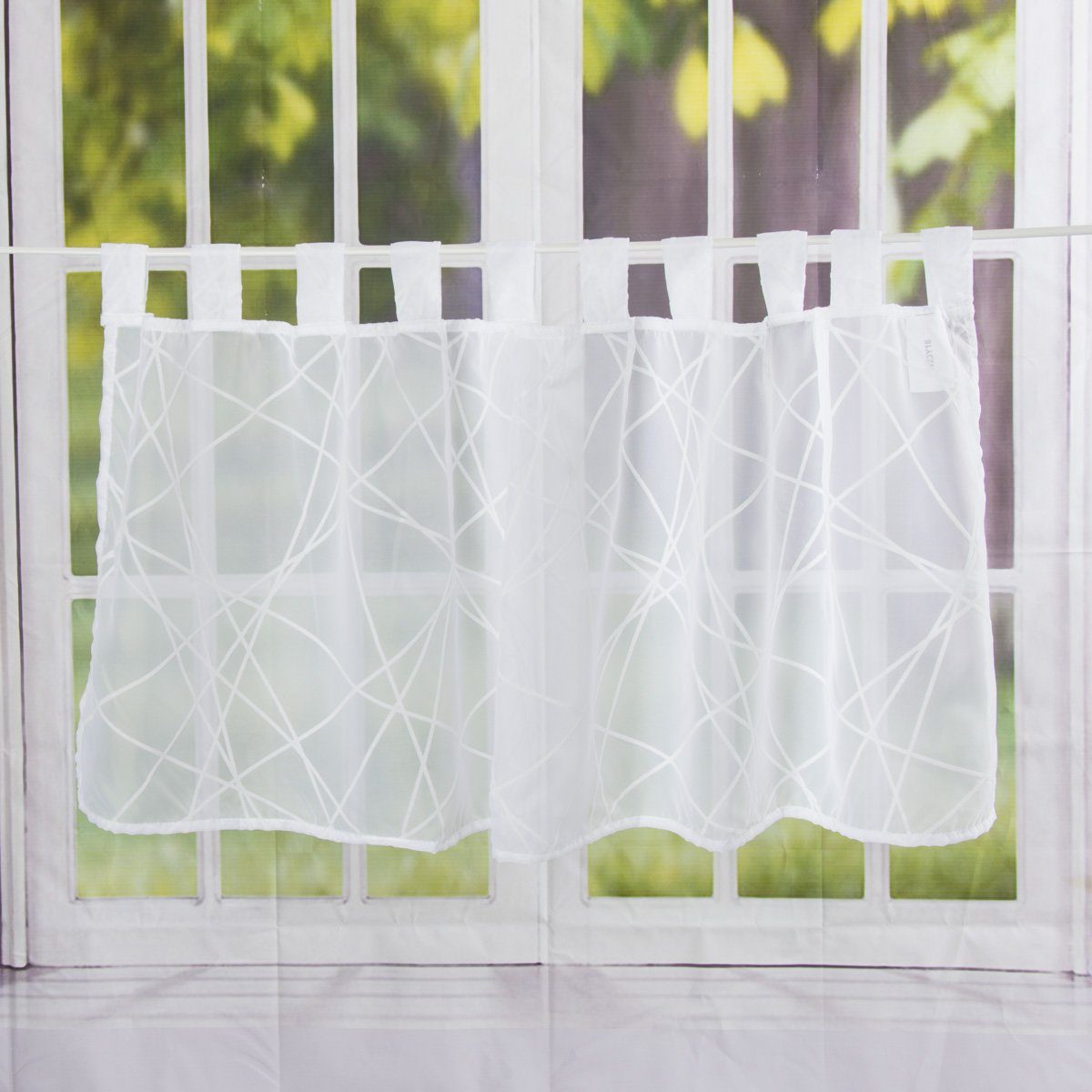 ELBERSDRUCKE Vorhang Bistrogardine mit Schlaufen 140x48cm Crossover, Polyester, pflegeleicht