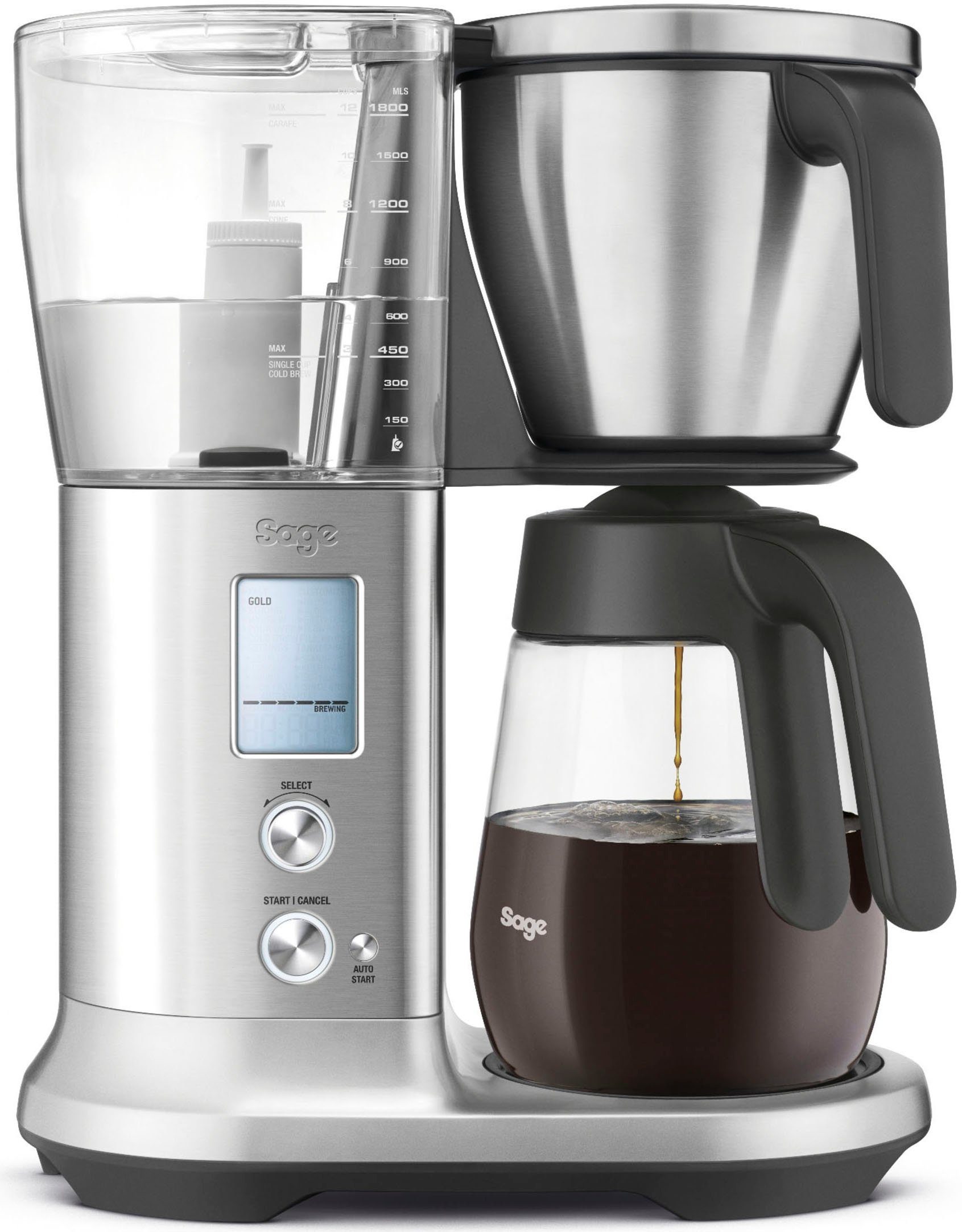 Kaffeekanne, the Glass Filterkaffeemaschine Korbfilter 1,8l SDC400BSS, Precision Brewer Sage