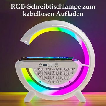 Bothergu Bluetooth-Speaker (RGB-Farbwechselndes Umgebungslicht, LED-Tischlampe mit kabellosem Ladegerät)