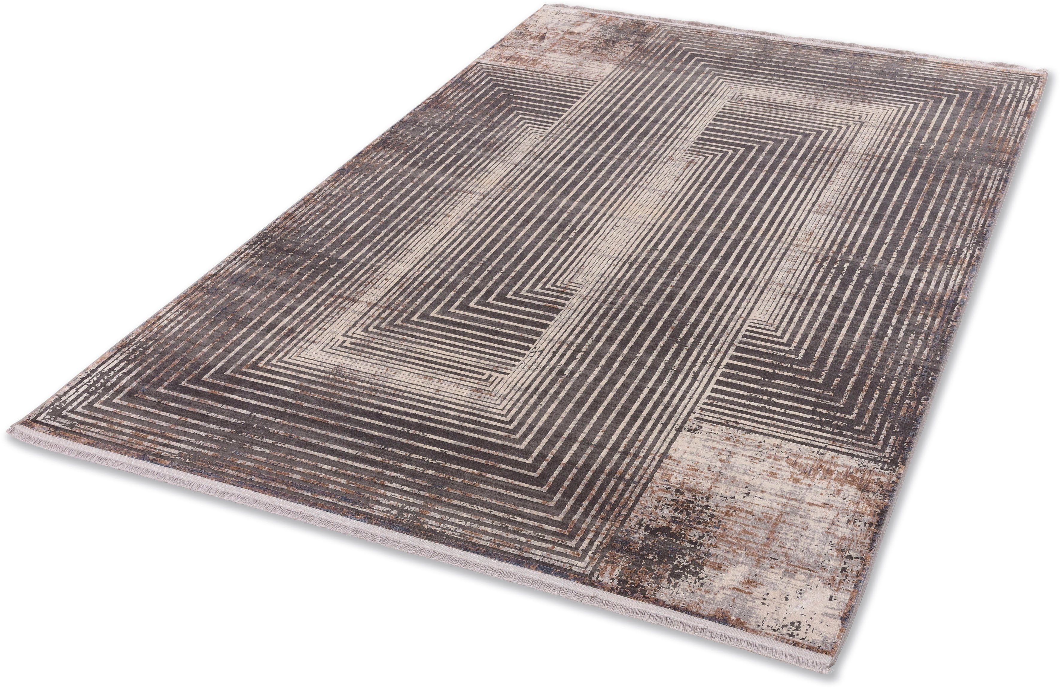 Teppich Mirano 233, ASTRA, rechteckig, Höhe: 7 mm, 3-D Effekt, Viskose, seidig schimmernd, Hoch Tief | Kurzflor-Teppiche