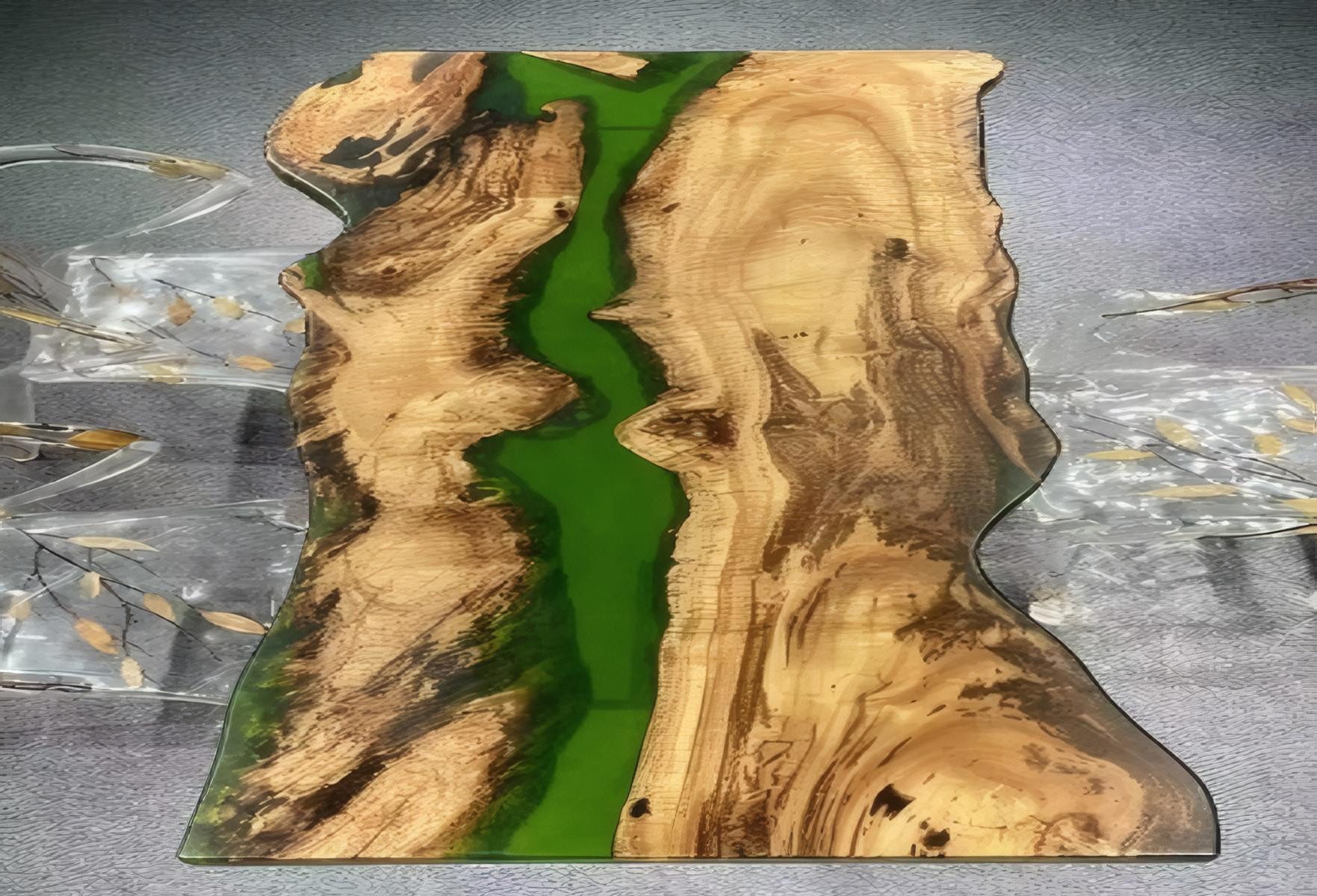 JVmoebel Esstisch Tisch aus birmanischem Zypressenholz mit Naturkante