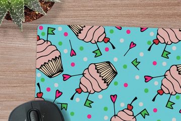 MuchoWow Gaming Mauspad Cupcake - Punkte - Party - Muster (1-St), Mousepad mit Rutschfester Unterseite, Gaming, 40x40 cm, XXL, Großes