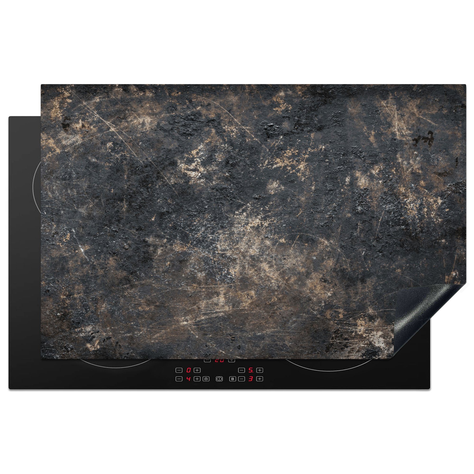 MuchoWow Herdblende-/Abdeckplatte Metall - Rost - Grau, Vinyl, (1 tlg), 81x52 cm, Induktionskochfeld Schutz für die küche, Ceranfeldabdeckung