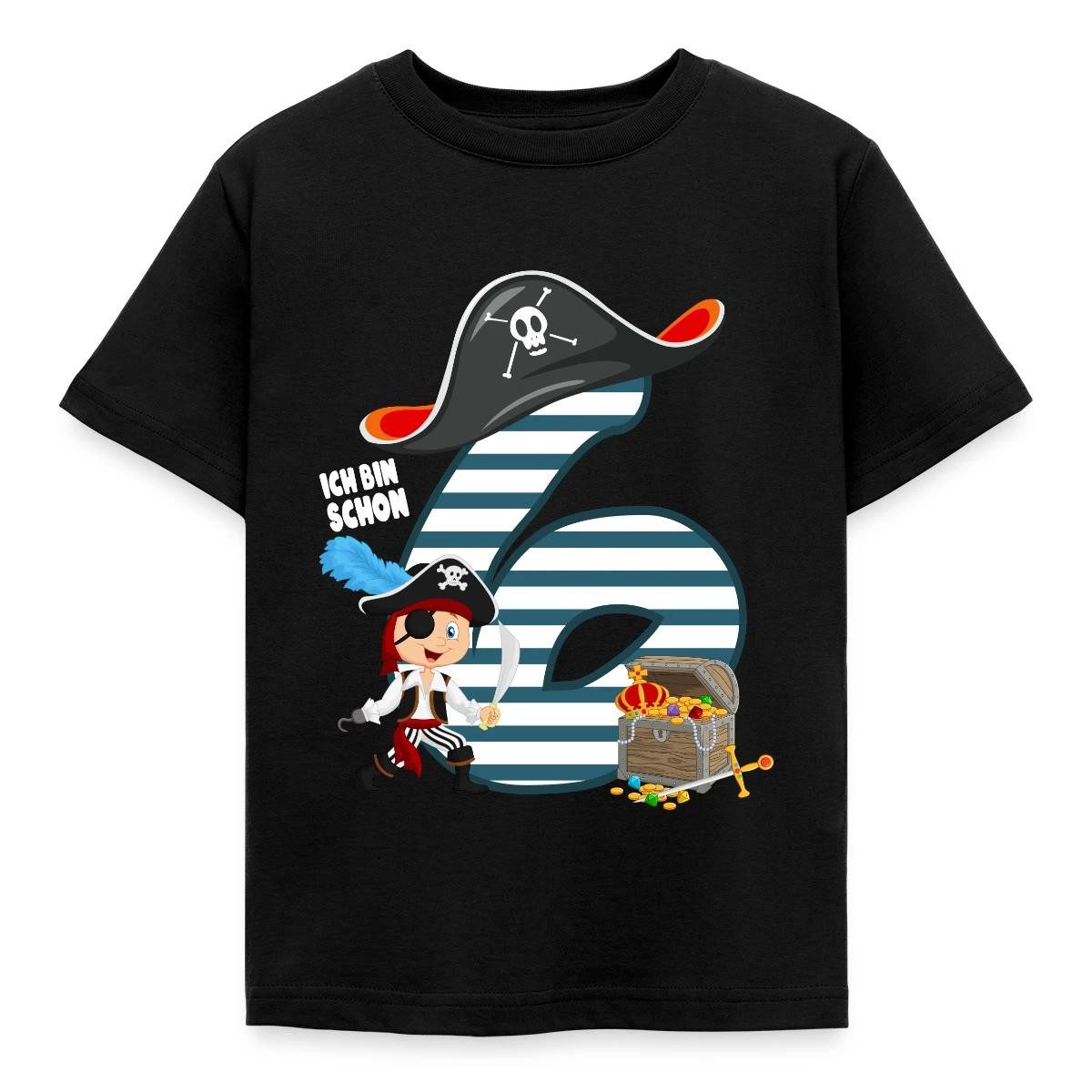 T-Shirt 6. Geburtstag Ich Bin Schon Sechs Pirat Schatz Kinder T-Shirt