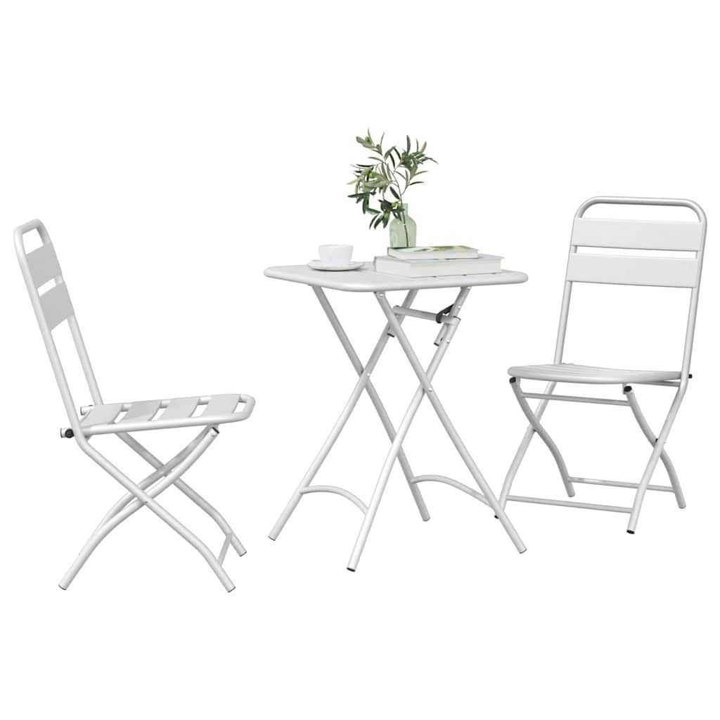 vidaXL Gartenlounge-Set Bistrogarnitur 3 stk. Weiß Stahl, (3-tlg)