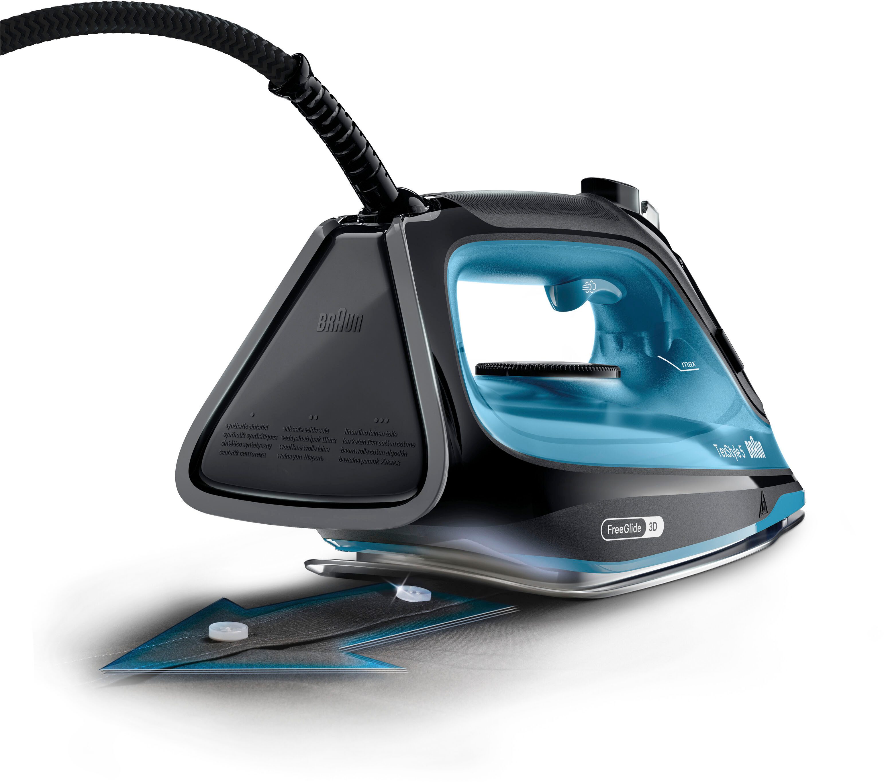 Braun Dampfbügeleisen TexStyle 5 SI 5256 BL - 2.600 W, 210 g Dampfstoß, 300 ml Wassertank, 2600 W, 50 g Dampfmenge, SuperCeramic Bügelsohle, 30 Sek. Aufheizzeit