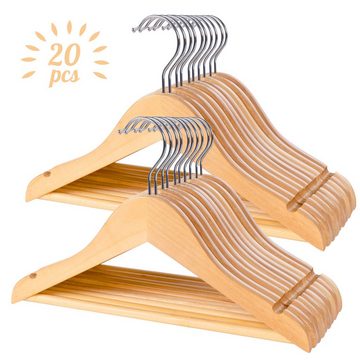 Homewit Kleiderbügel Baby Kinderkleiderbügel aus Holz mit Hosensteg und 8 Kleidungsteiler, (Set, 20-tlg), Mit 360° drehbarer Haken und Einschnitt für Baby & Kinderkleidung