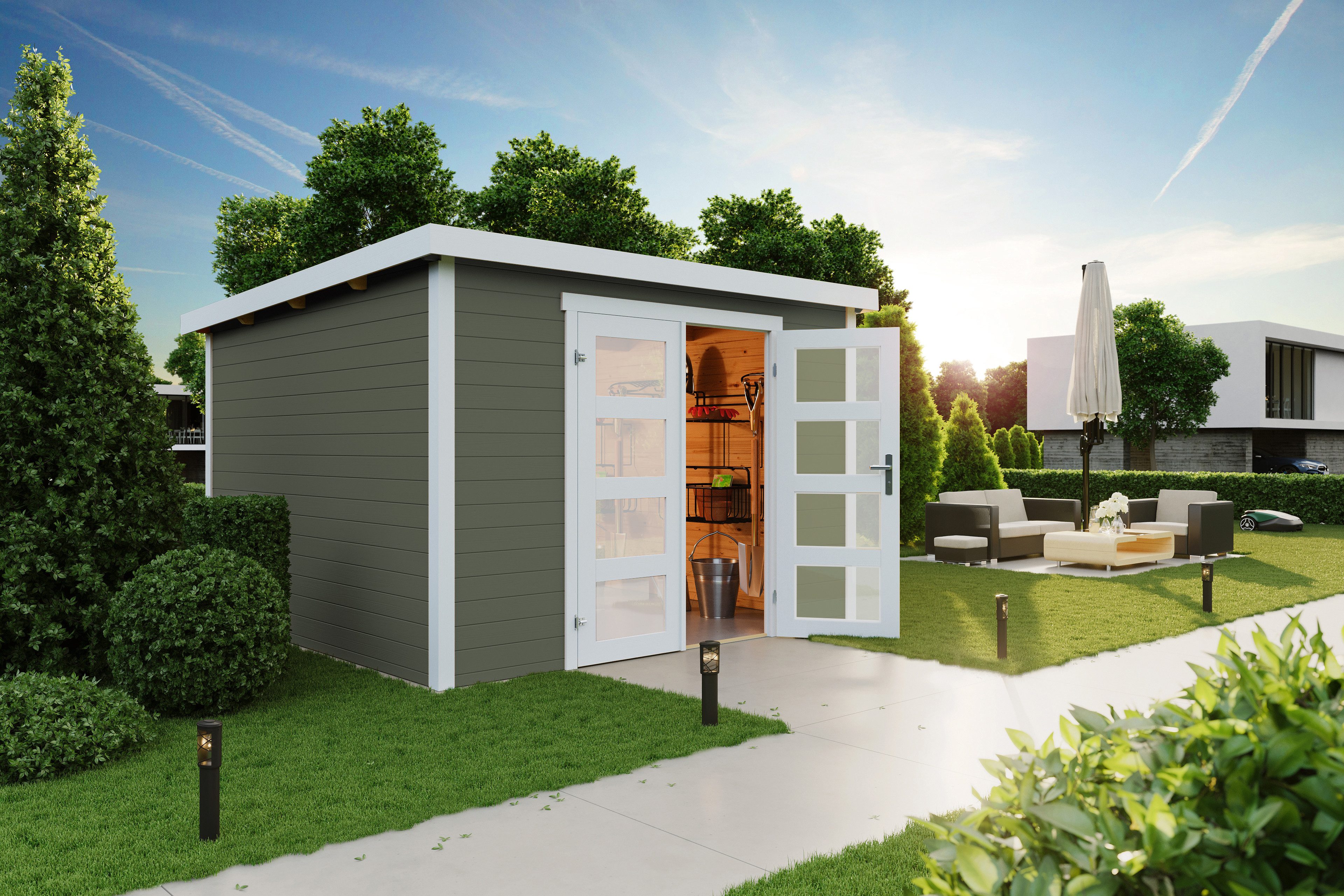 LASITA MAJA Gartenhaus Zambezi 7, BxT: 320x325 cm, Blockbohlenhaus 28mm