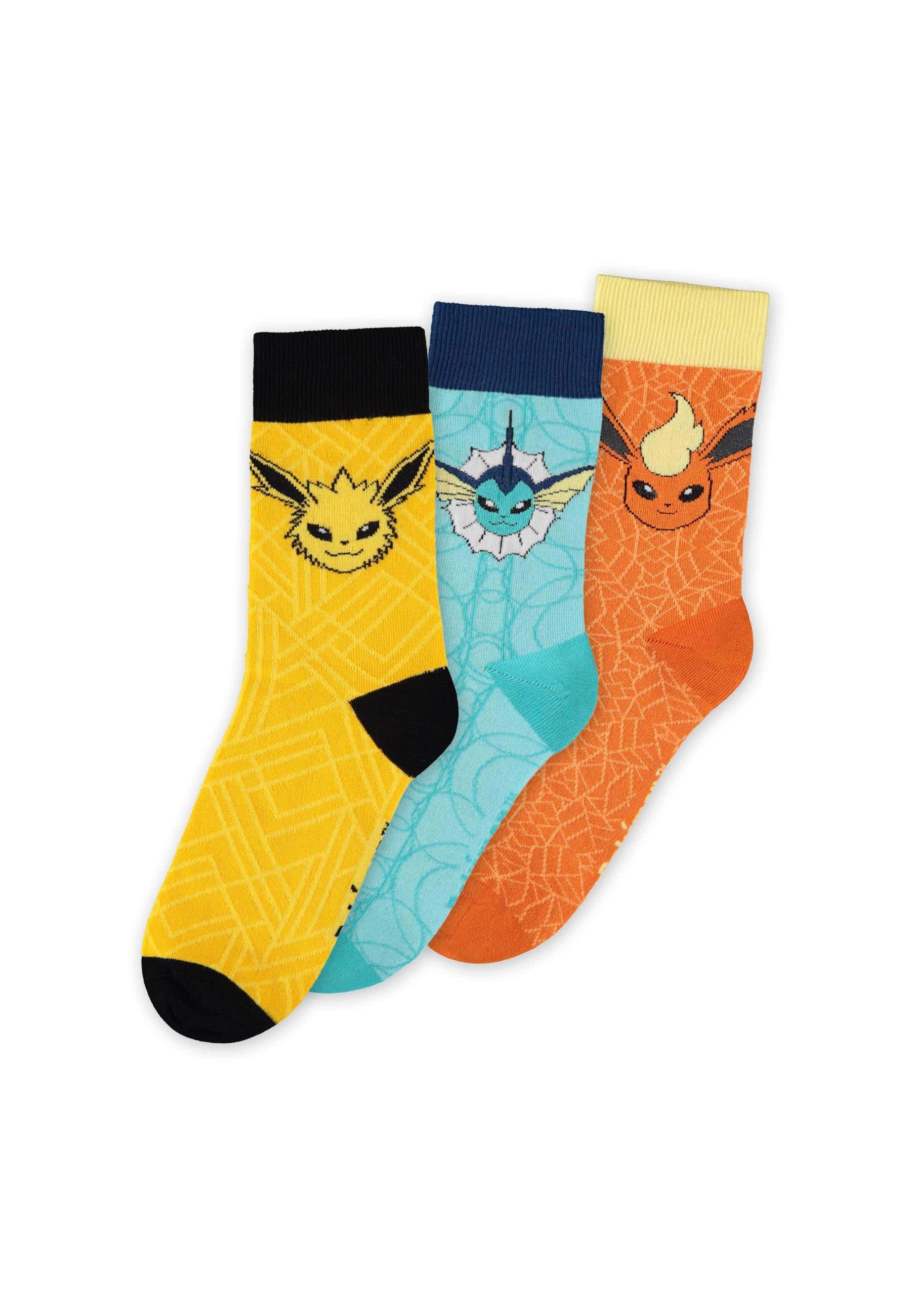 POKÉMON Freizeitsocken Eeveelutions 3-Paar Strümpfe Flamara Aquana Blitza Evoli Eevee