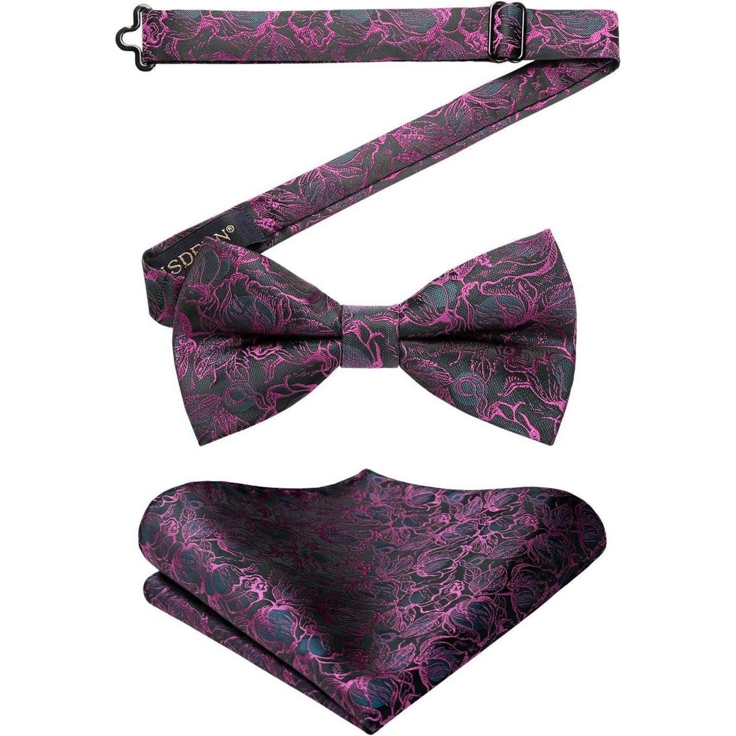 LuxusKollektion Fliege Fliege Einstecktuch Herren Smoking Hochzeit Party A Schwarz Rosa
