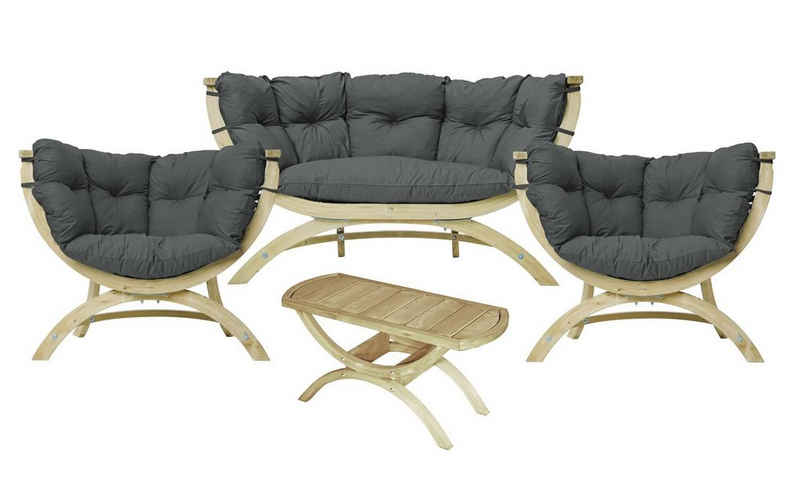 Amazonas Loungeset Siena mit zwei Papasansesseln, Sofa und Beistelltisch, (Anthracite)