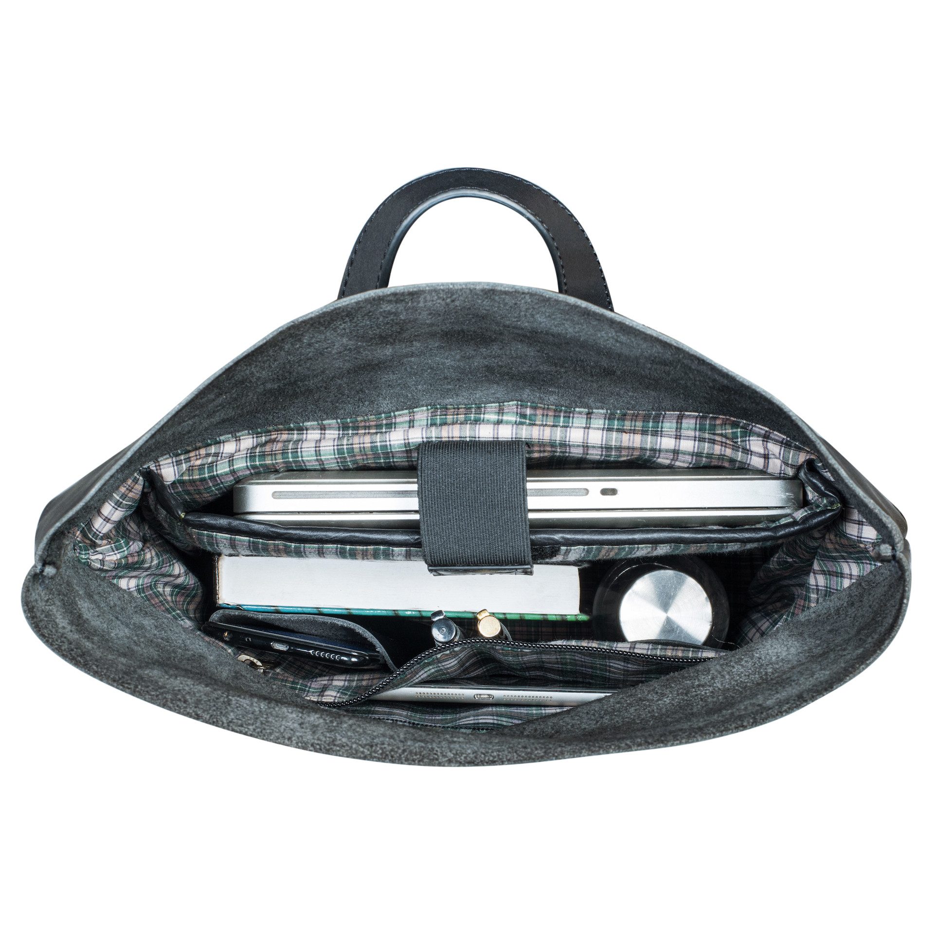 Benthill Rucksack Echt Leder Rucksack Damen Herren Rolltop Fahrradrucksack Backpack, Reißverschlussfach