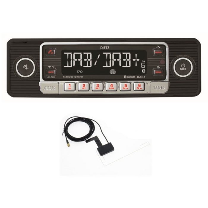 Dietz 1-DIN Dietz Retro Radio DAB+ BT MP3 USB RDS mit Antenne Autoradio (Digitalradio (DAB) FM/UKW 20 00 W)