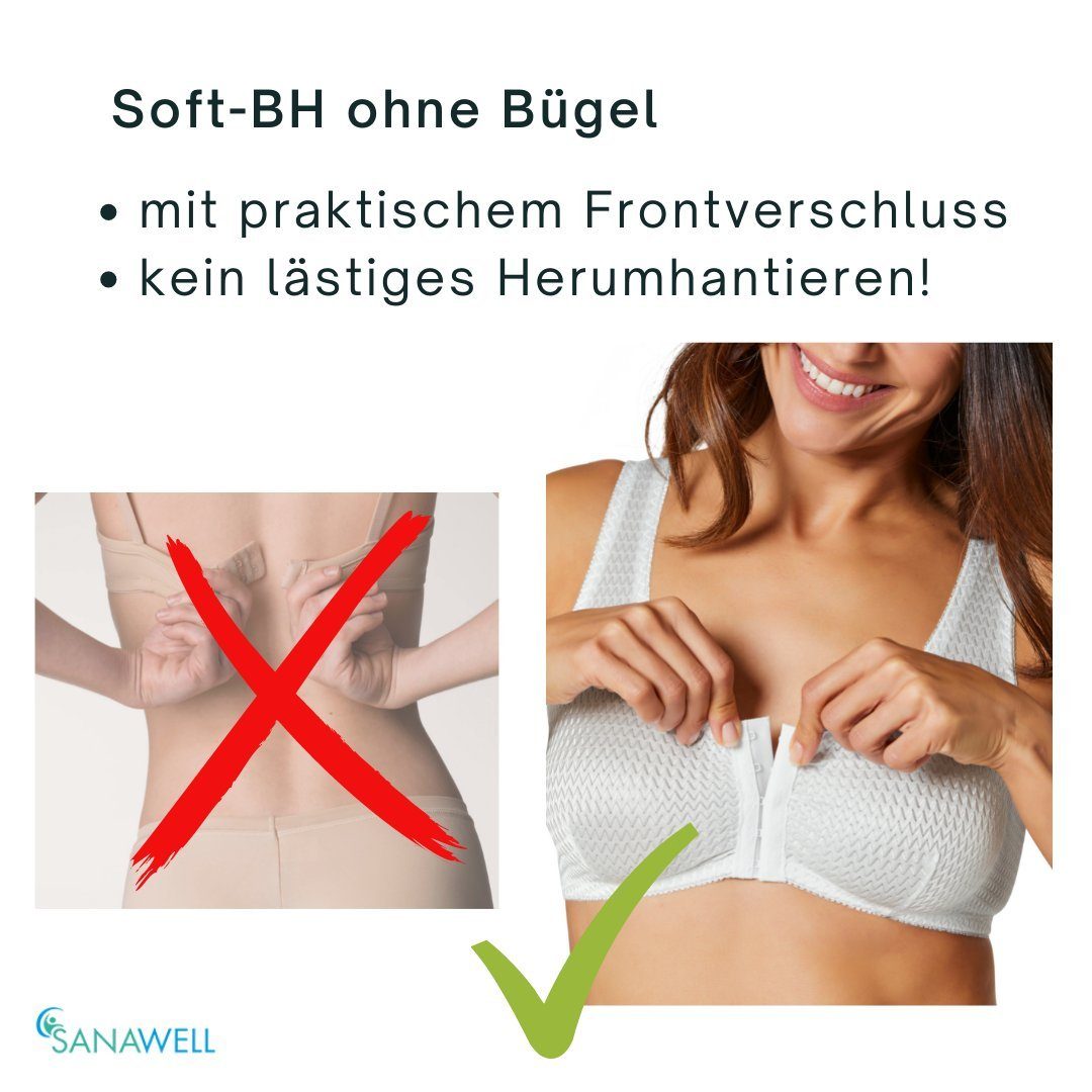 Medosan Entlastungs-BH Soft-BH ohne Bügel, mit Frontverschluss, verschiedene Farben – Bild 2 von 5