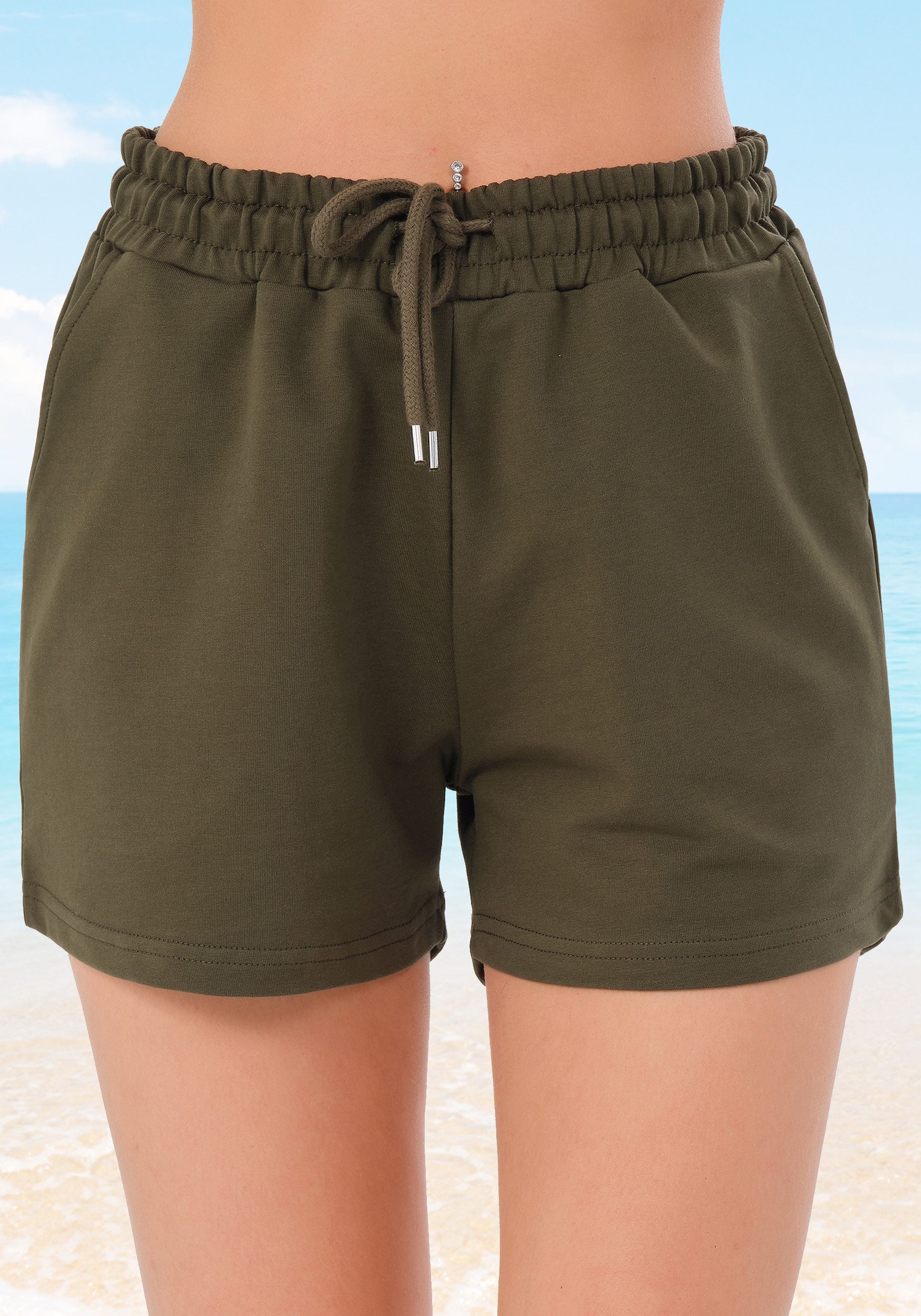 ROSS CAMP Sweatshorts Kurze Hose Damen Shorts Lycra, Baumwolle