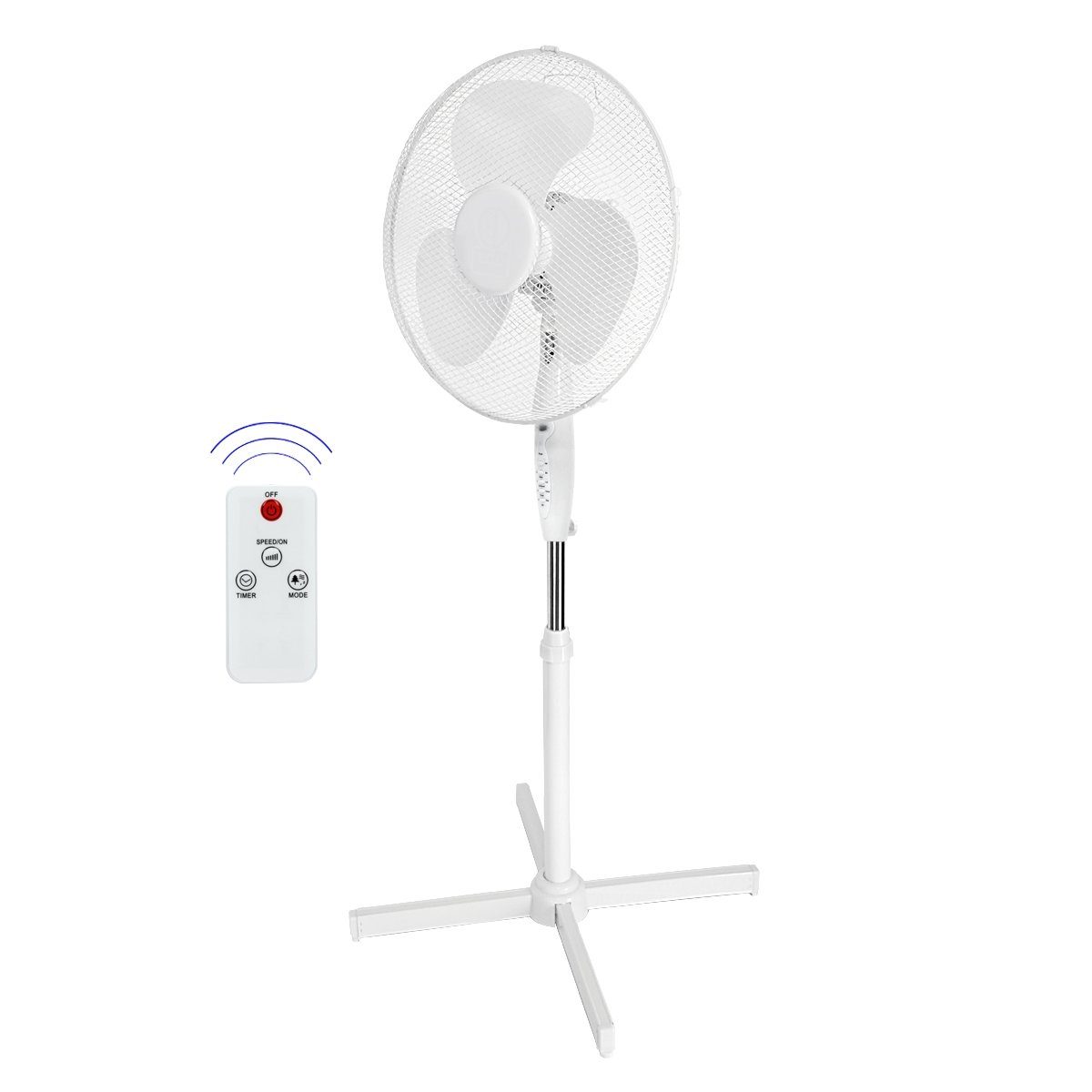 ECD Germany Standventilator mit Fernbedienung Weiß 45W 43cm, Ø