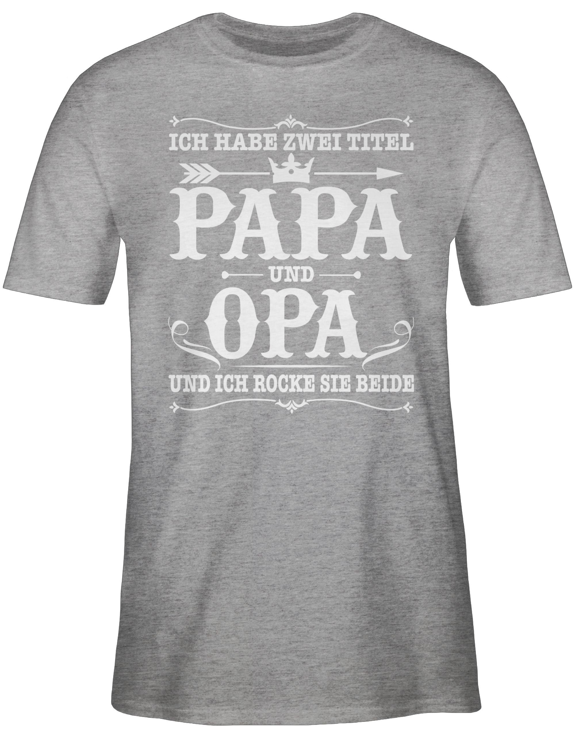 Shirtracer T-Shirt Ich habe zwei Grau Papa und 03 Titel meliert Geschenke Opa Opa