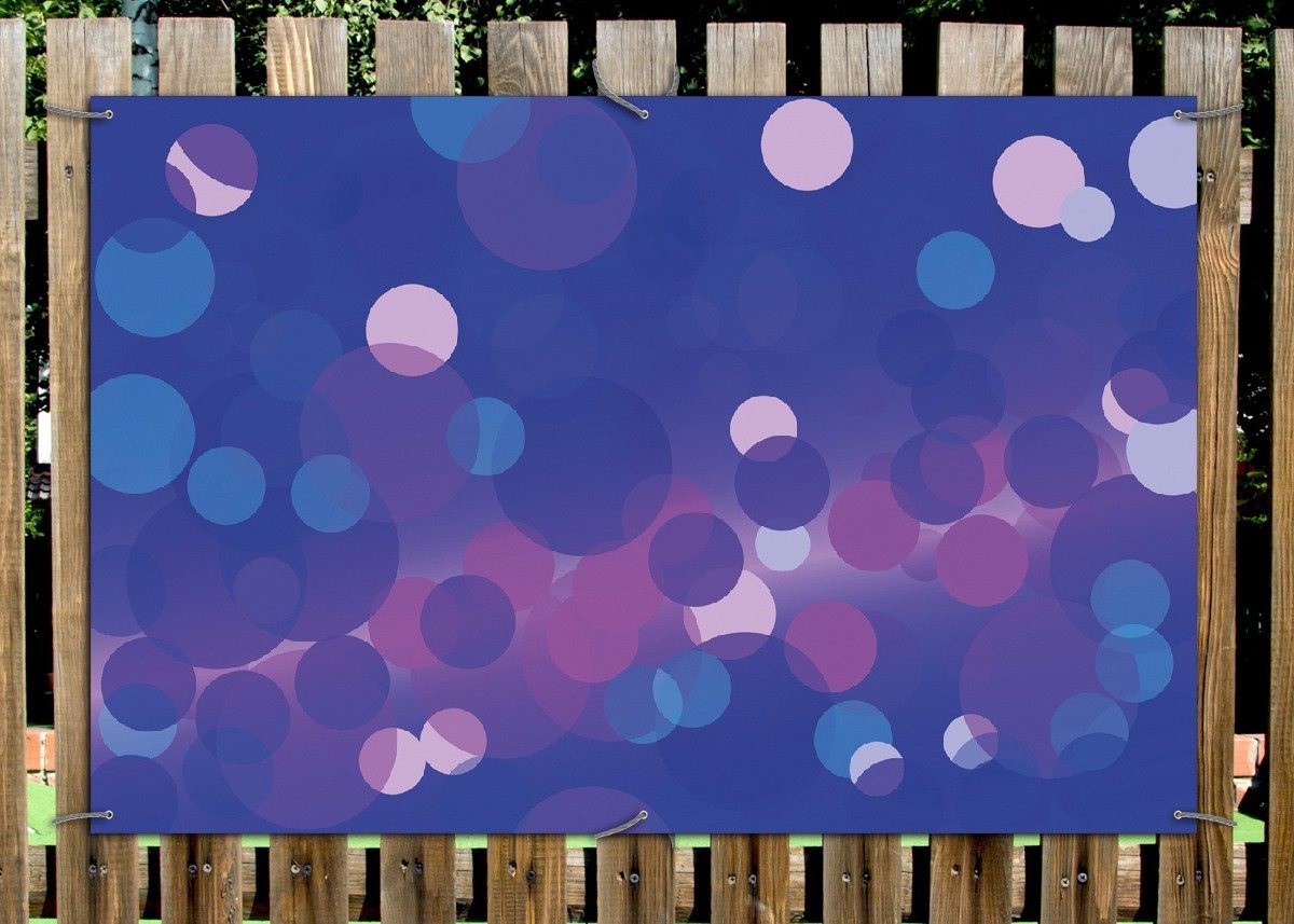 Thumbnail - Wallario Sichtschutzzaunmatten Blaue Kreise mit pink - harmonisches Muster