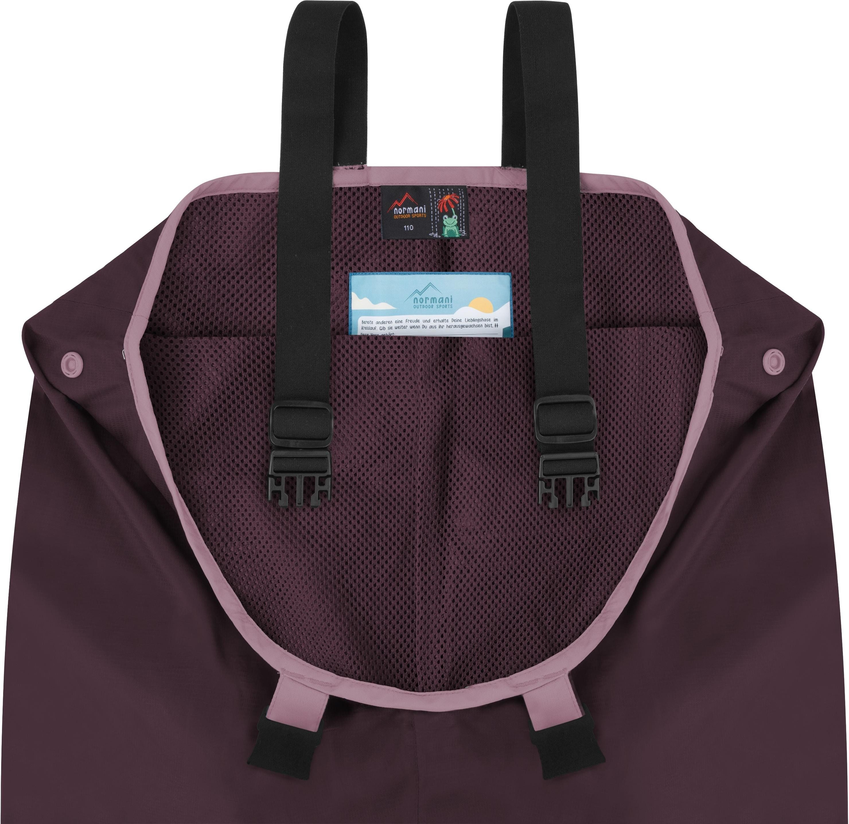 normani Regenhose Kinder Regenhose mit Hosenträgern Waller Ungefütterte Matschhose Latzhose Überziehhose mit Brusttasche – Bild 5 von 5