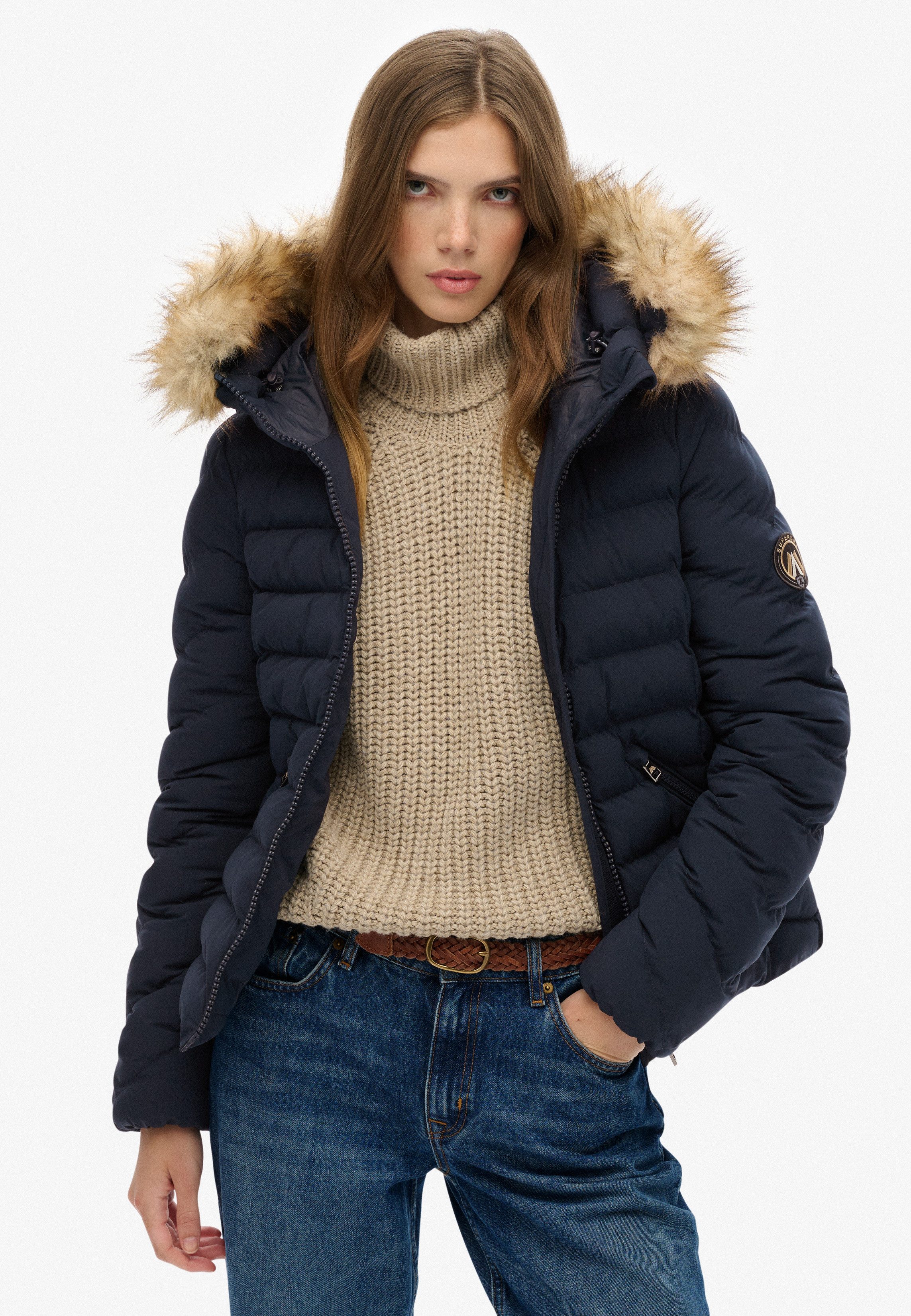 Superdry Steppjacke FUJI FAUX FUR HOOD PADDED JKT günstig online kaufen