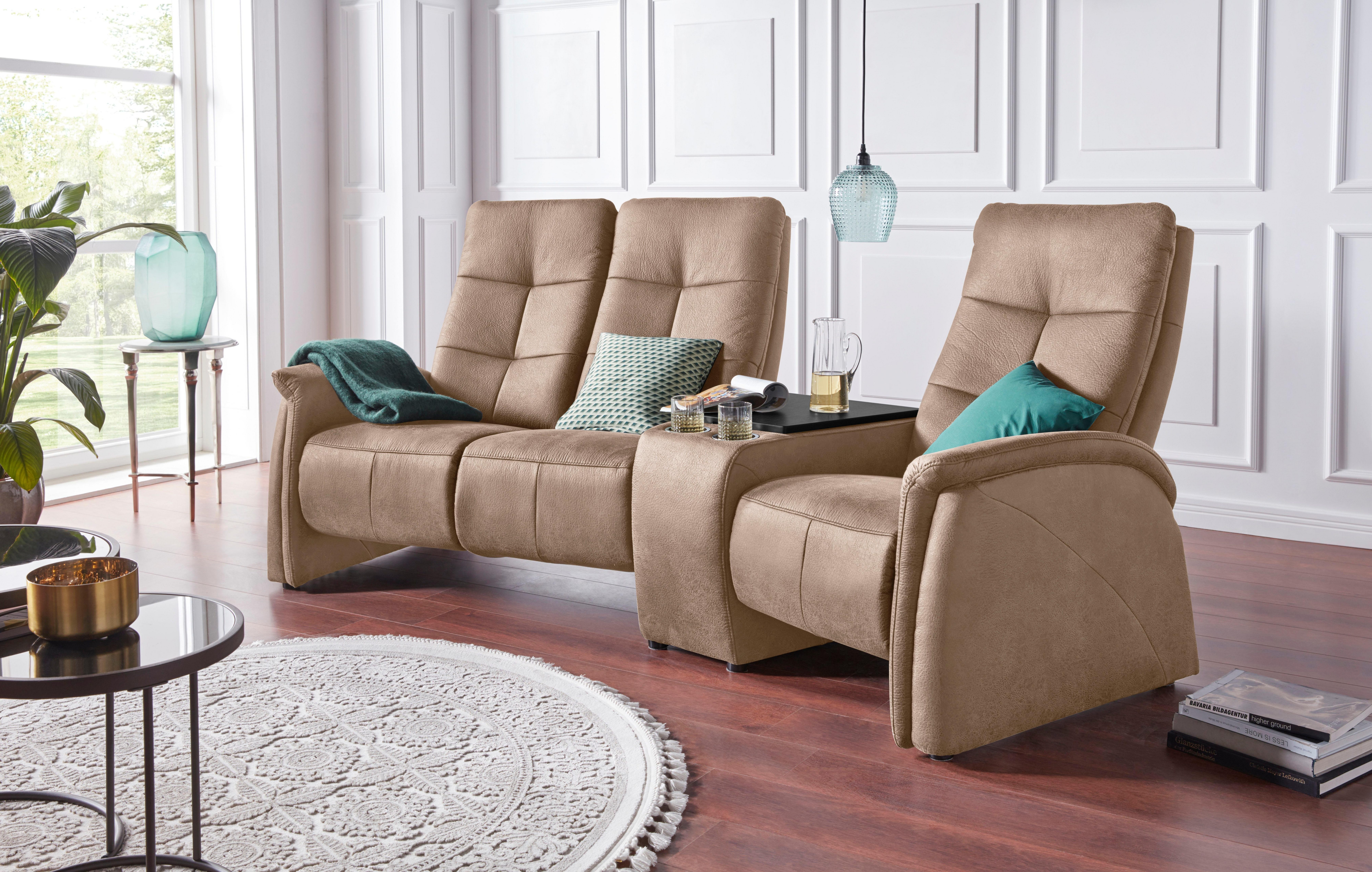 exxpo - sofa fashion 3-Sitzer Tivoli, Kinosofa mit Relaxfunktion, mit Ablagetisch und Stauraum, bequem und komfortabel, hohe Rückenlehne