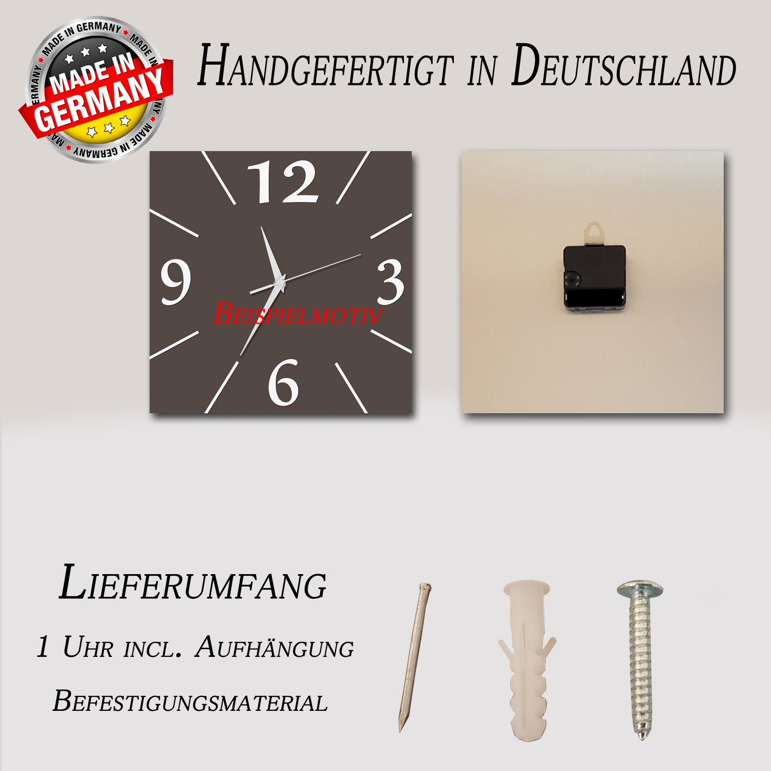 Bilder-Manufaktur Wanduhr BM-9337-1 (BM, Funkuhr oder Quarzuhr, kein Ticken, lautlos, geräuschlos, gross)