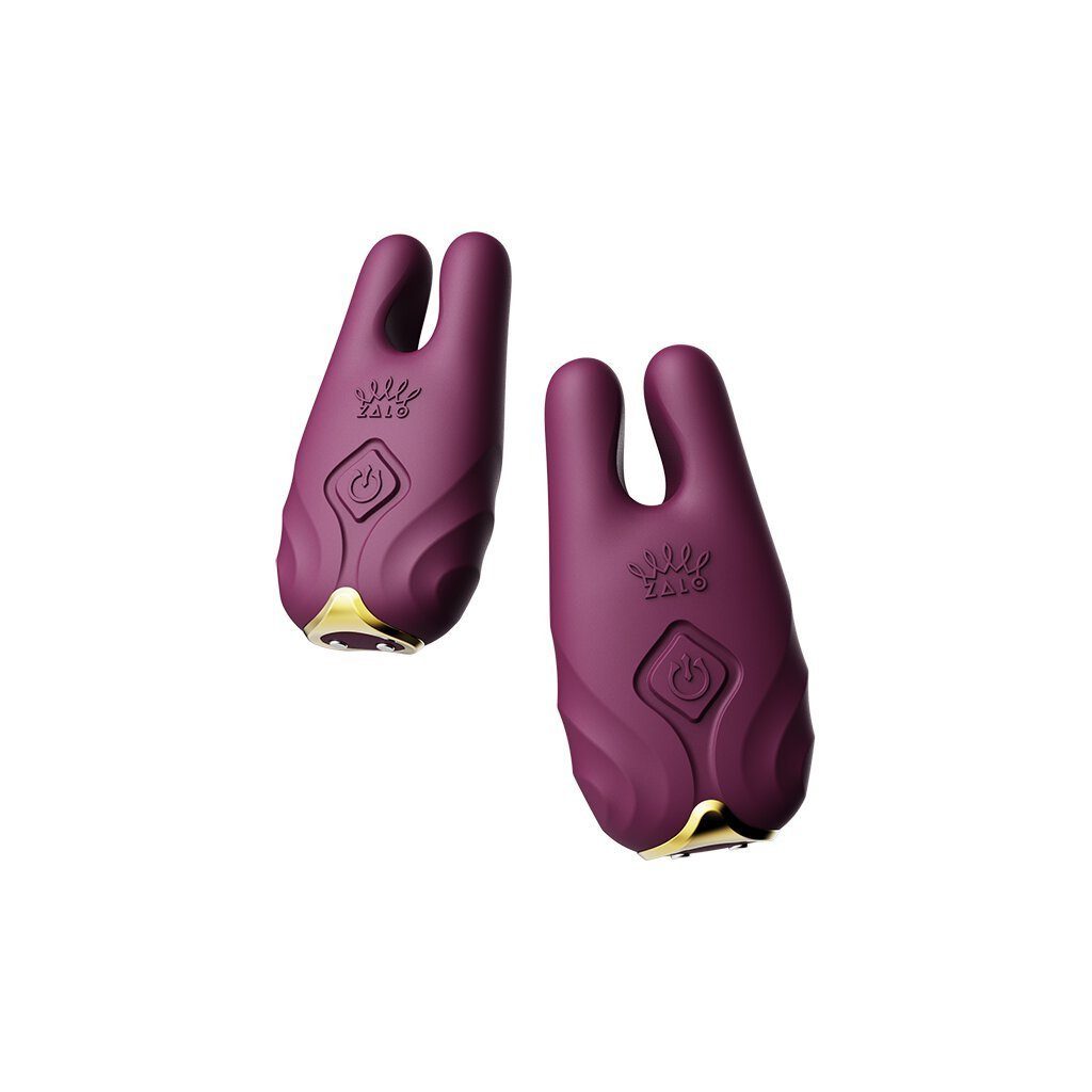 Zalo Mini-Vibrator Zalo Nave Wireless Vibrating Nipple Clamps Velvet Purple, mit Fernbedienung