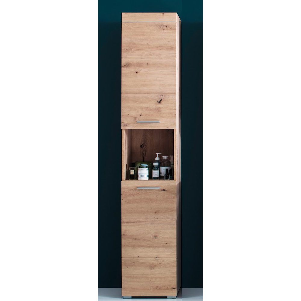 trendteam Hochschrank Amanda Badhochschrank Badschrank Highboard Badezimmer Braun 37x190x31cm