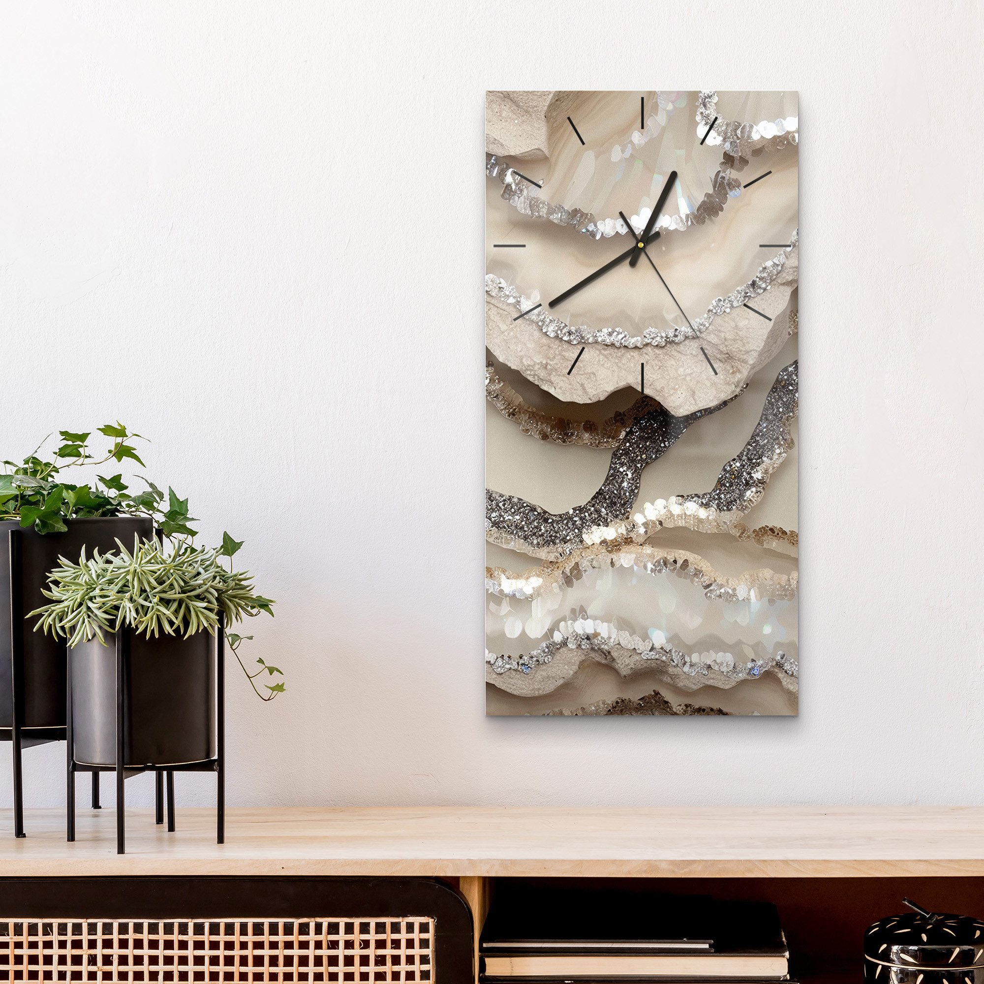 DEQORI Wanduhr 'Funkelnde Steinpracht' (Glas Glasuhr modern Wand Uhr Design Küchenuhr) – Bild 4 von 5