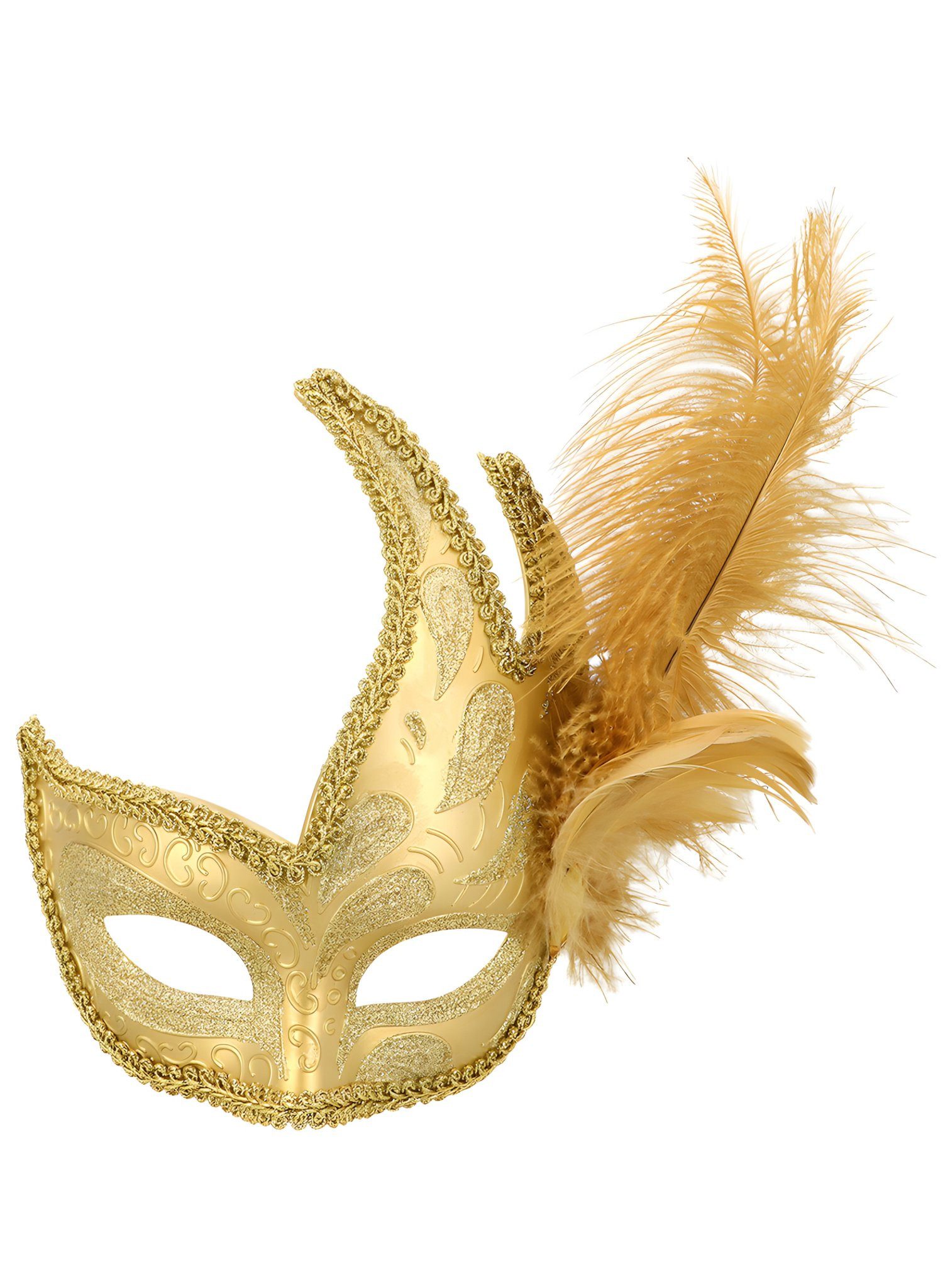 Boland Verkleidungsmaske Venezianische Kunststoffmaske Preziosa gold, Hübsche venezianische Maske für Krimidinner, Maskenball und Mottopar