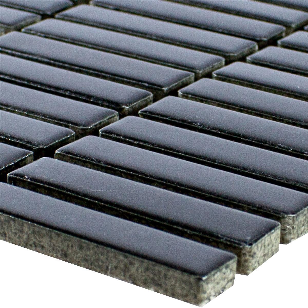 Mosafil Mosaikfliesen Keramik Mosaik Fliesen Midway Schwarz Matt, Keramik 30.000x30.000, schwarz, Verlegefertig auf ein Netz geklebt - Frostsicher - Wasserfest