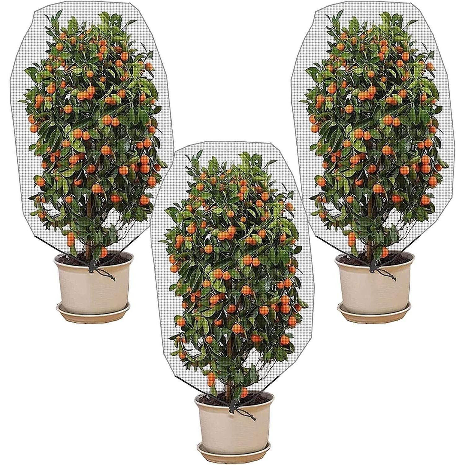LuxusKollektion Schutznetz 3er Set Pflanzenschutznetz mit Kordelzug 1.5x1M - Insektenschutznetz