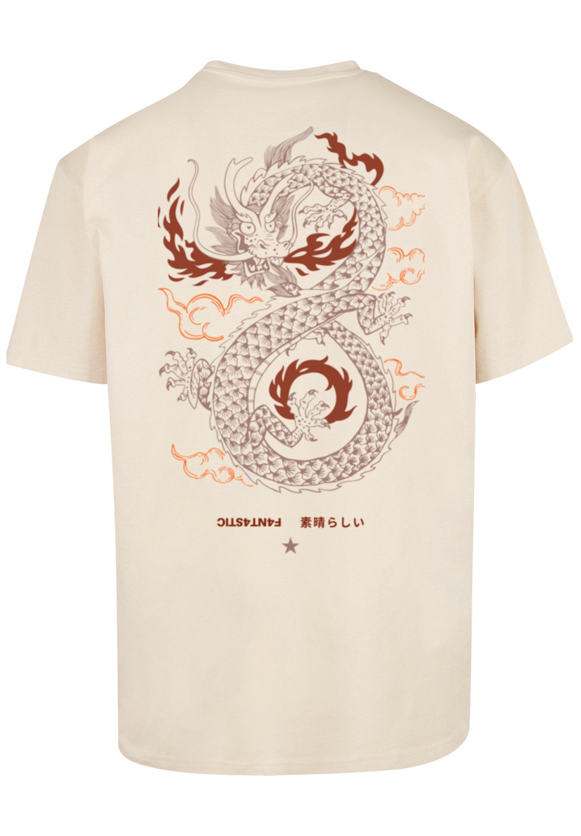 Drache T-Shirt F4NT4STIC Print Feuer Japan sand