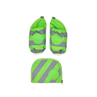 ergobag Schulranzen Fluo Seitentaschen Zip-Set mit Reflektorstreifen Grün (3-teilig), fluoreszierender Stoff, Sichtbarkeit