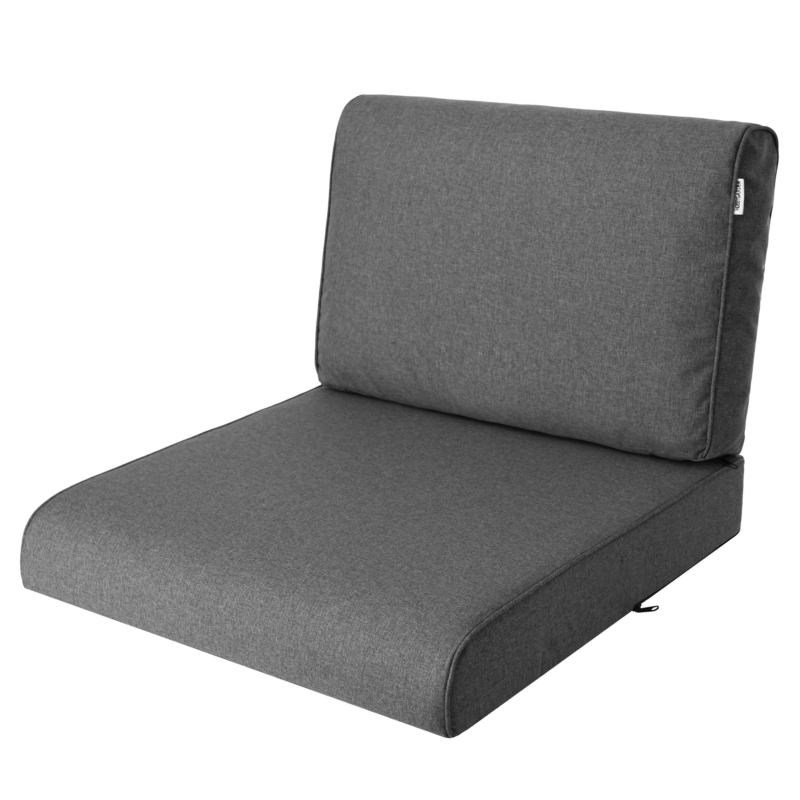 Hobbygarden Sitzkissen und Rückenlehne für Rattanmöbel – 2-teilig (Sitz + Rückenlehne), 50x50, 60x60, 70x70cm – wasserabweisend, Anti-Rutsch, Indoor & Outdoor