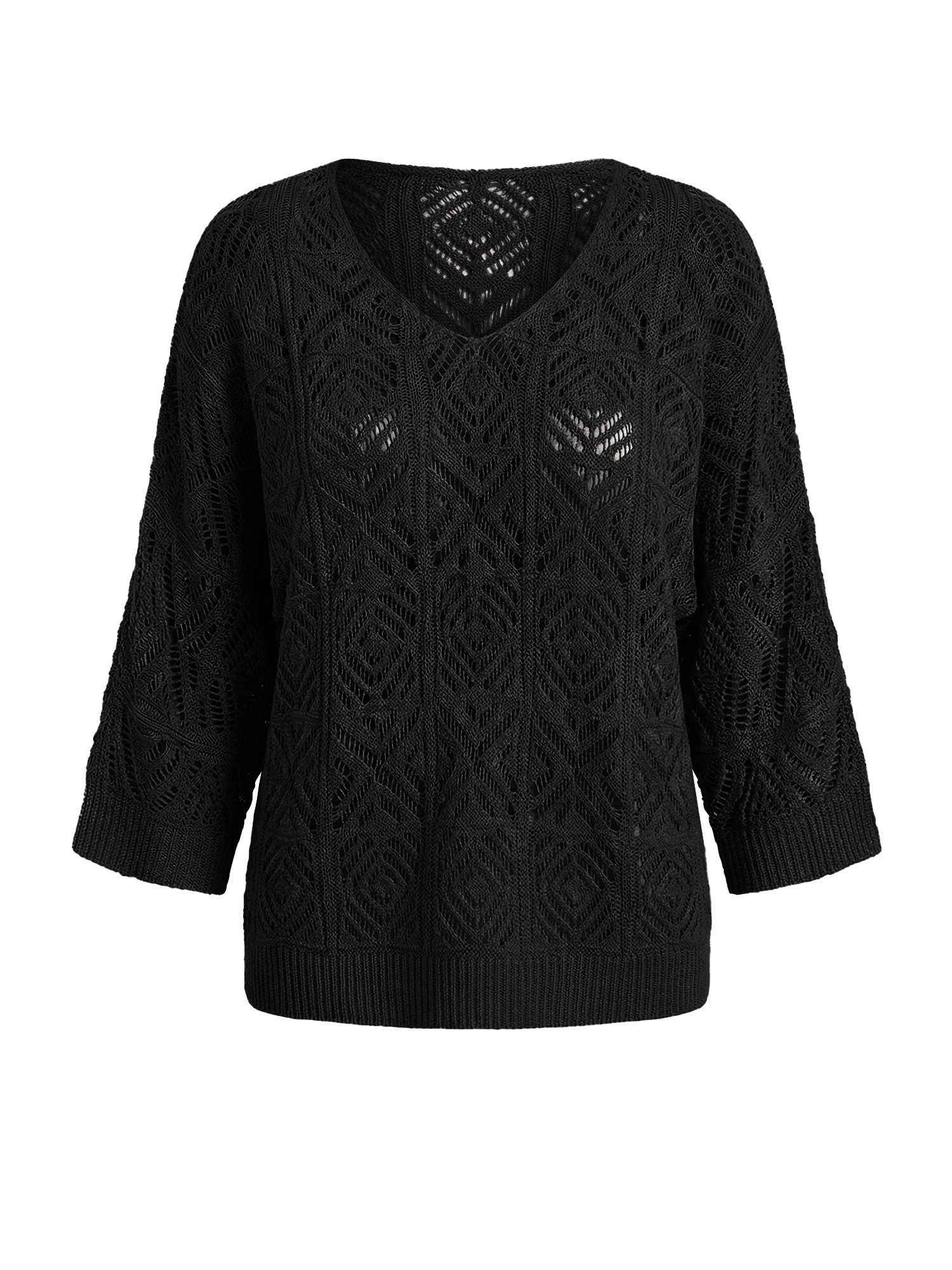 Kurzarmpullover Damen Boho Cover-Up Top aus gehäkeltem Netz