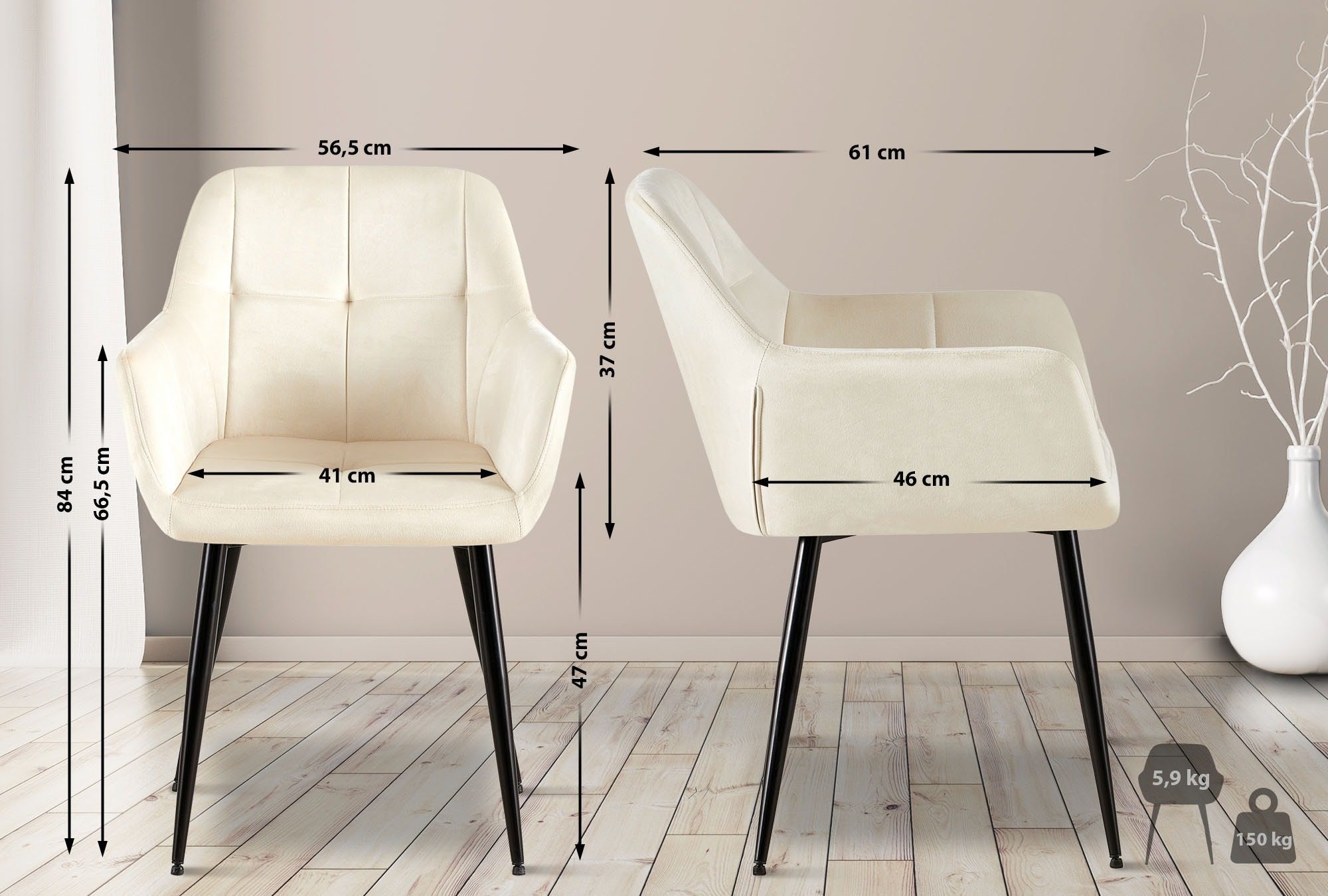 CLP Esszimmerstuhl Emia (2er Set, 2 St), Armlehnstuhl mit Metallgestell günstig online kaufen