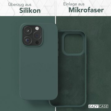 EAZY CASE Handyhülle TPU Hülle für Apple iPhone 15 Pro 6,1 Zoll, Silikon Schutzhülle mit Kameraschutz kratzfestes Bumper Nachtgrün