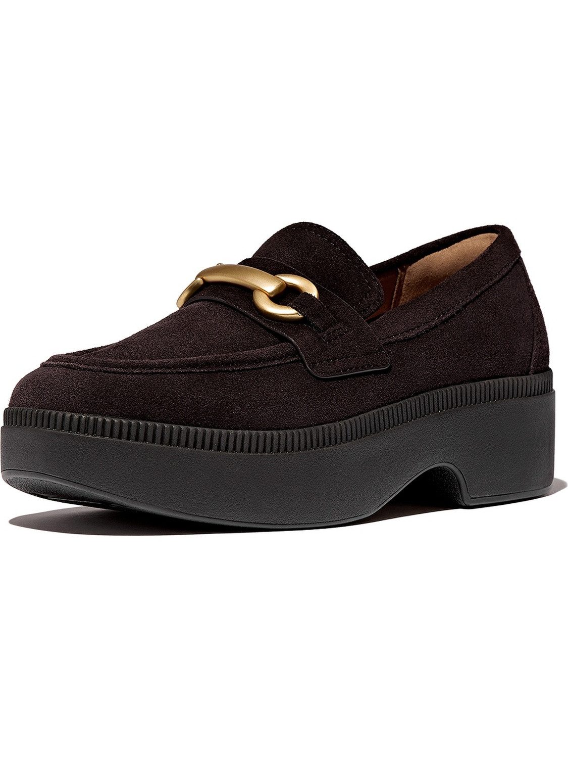 Fitflop F-Luma Chunky-Snaffle Suede Demi-Wedge Loafers Sneaker